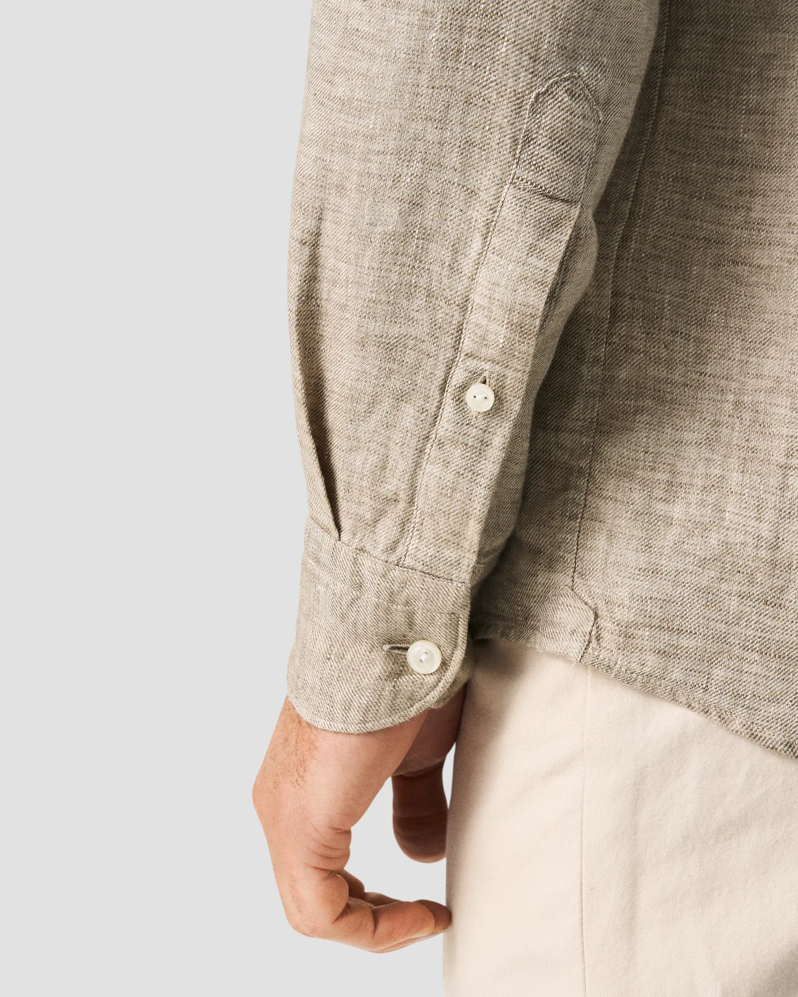 Eton - button down light brown linen shirt