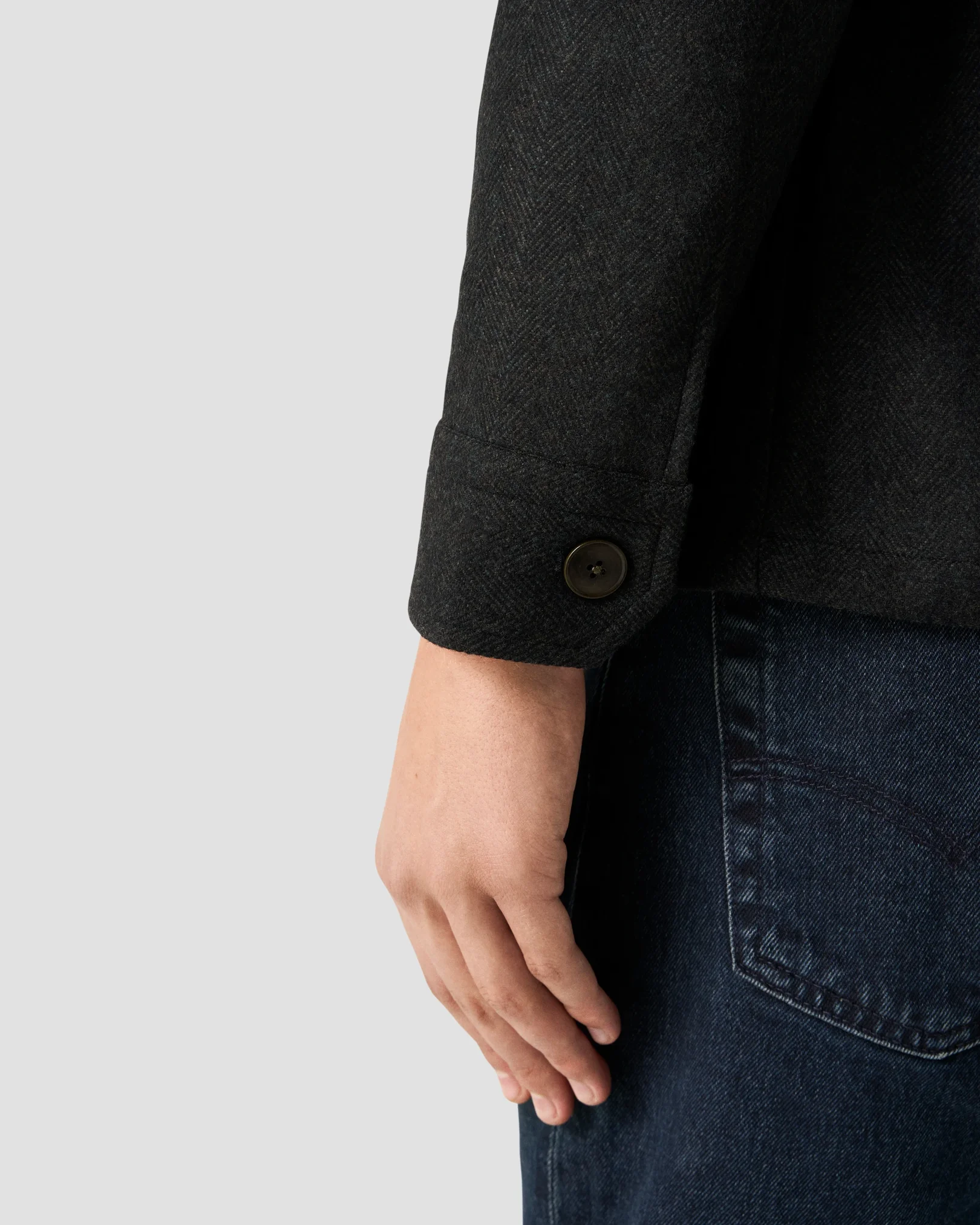 Eton - brown herringbone wool cashmere chore jacket