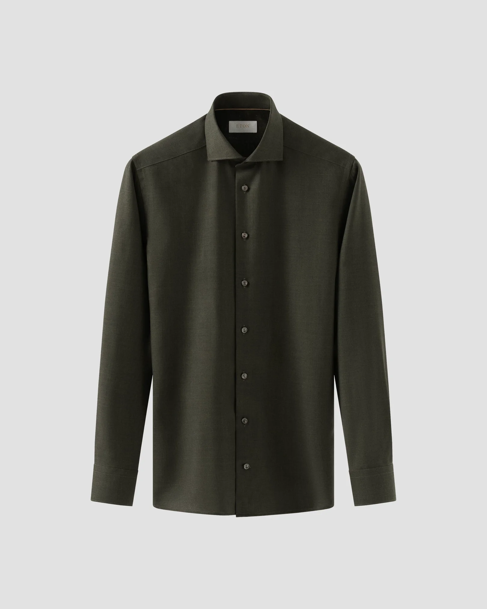 Eton - dark green wide spread merino shirt