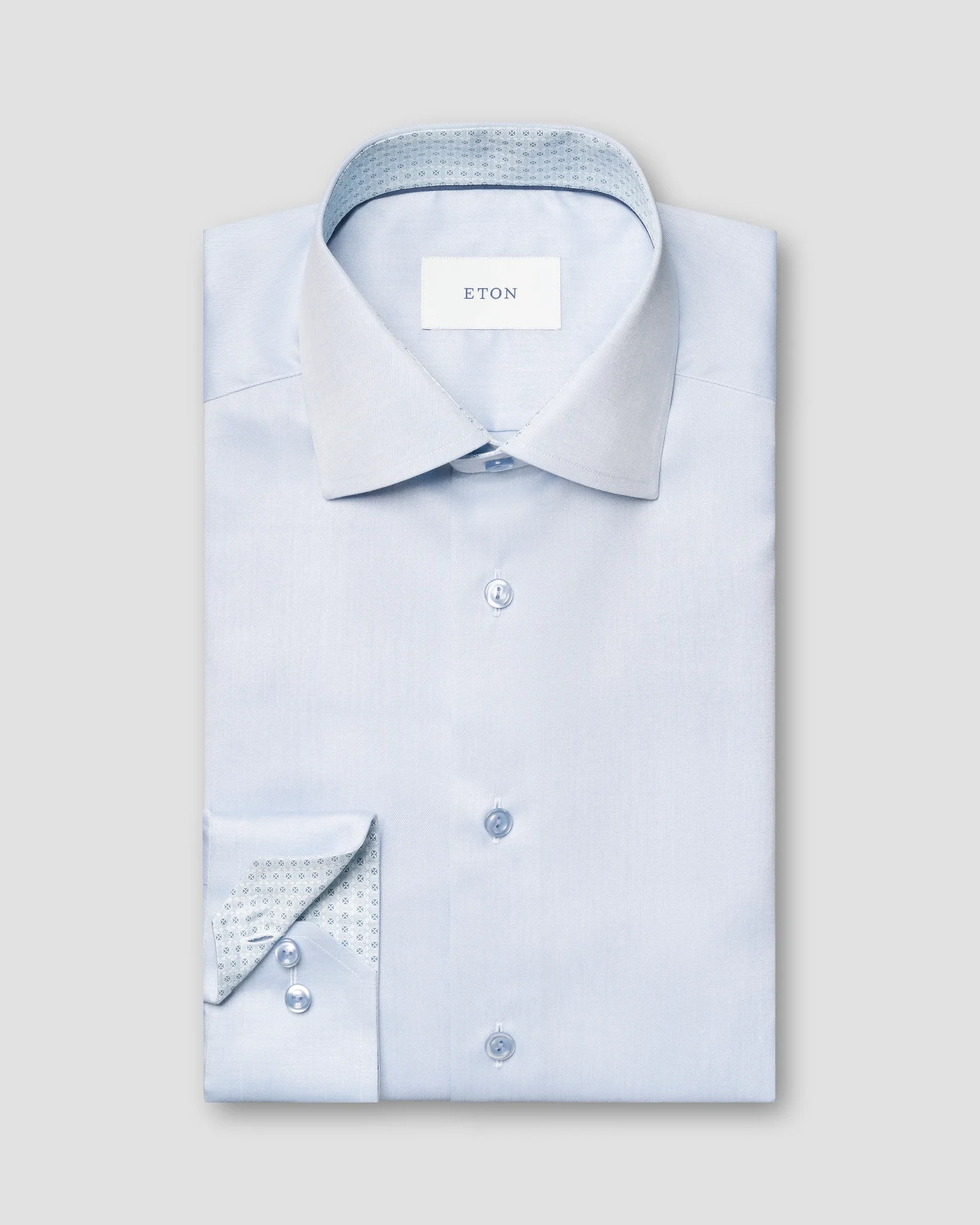 Eton - light blue geometric effect signature twill 268