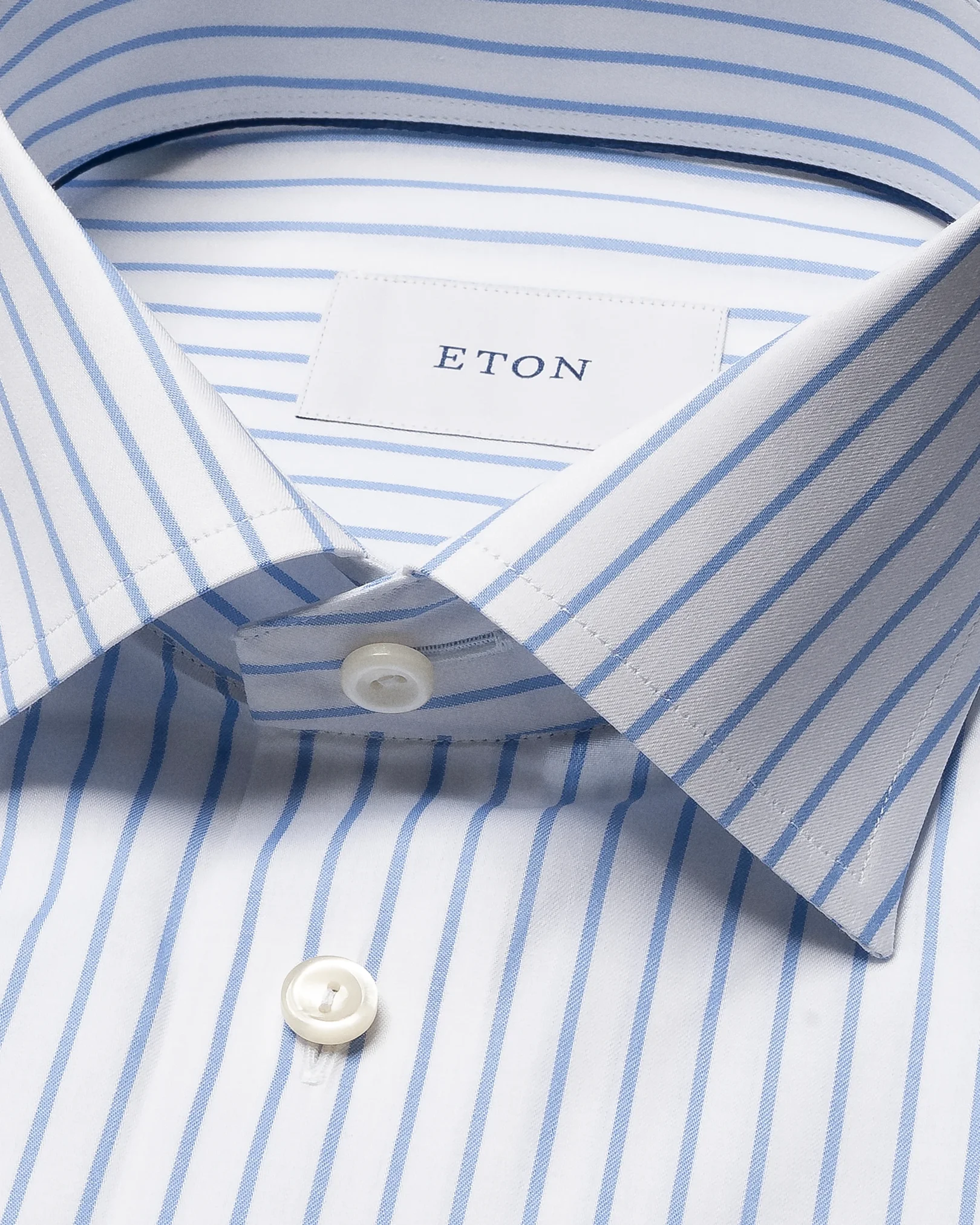 Eton - mid blue striped signature twill shirt
