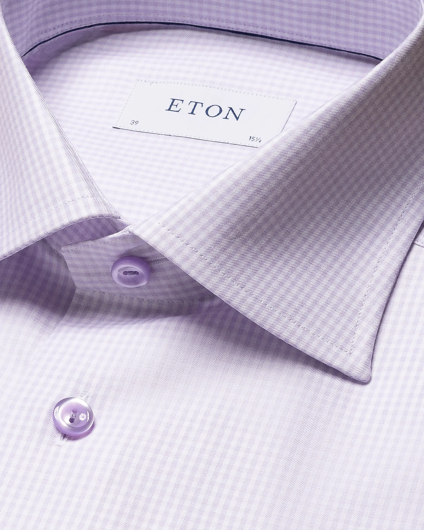 Light Purple Checked Cotton & TENCEL™ Lyocell Stretch Shirt