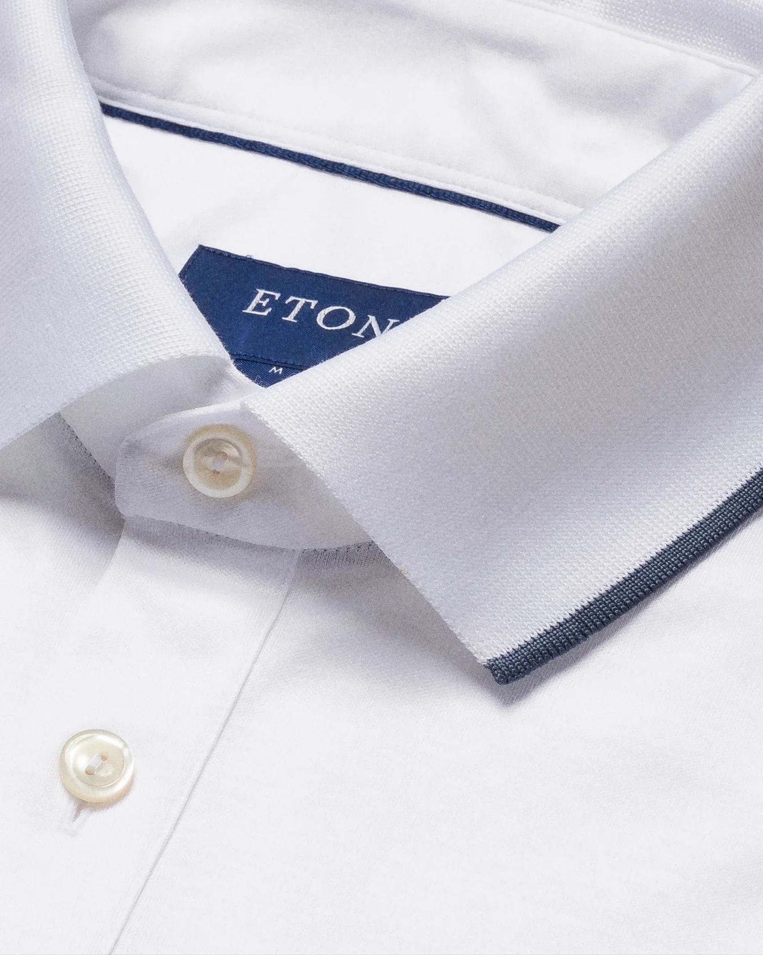 Eton - white jersey knitted collar knitted cuff short sleeve slim jersey