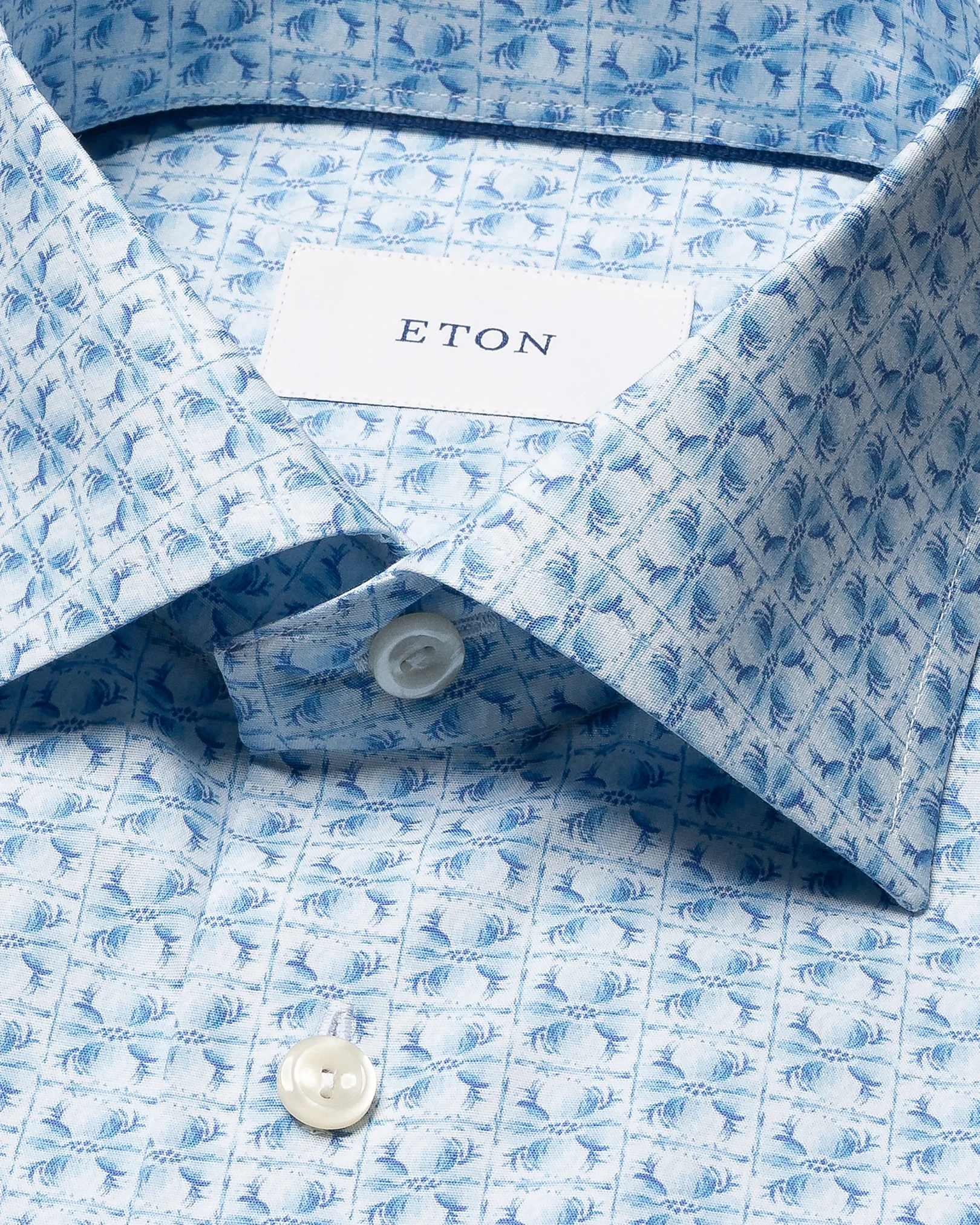 Eton - light blue floral signature poplin shirt