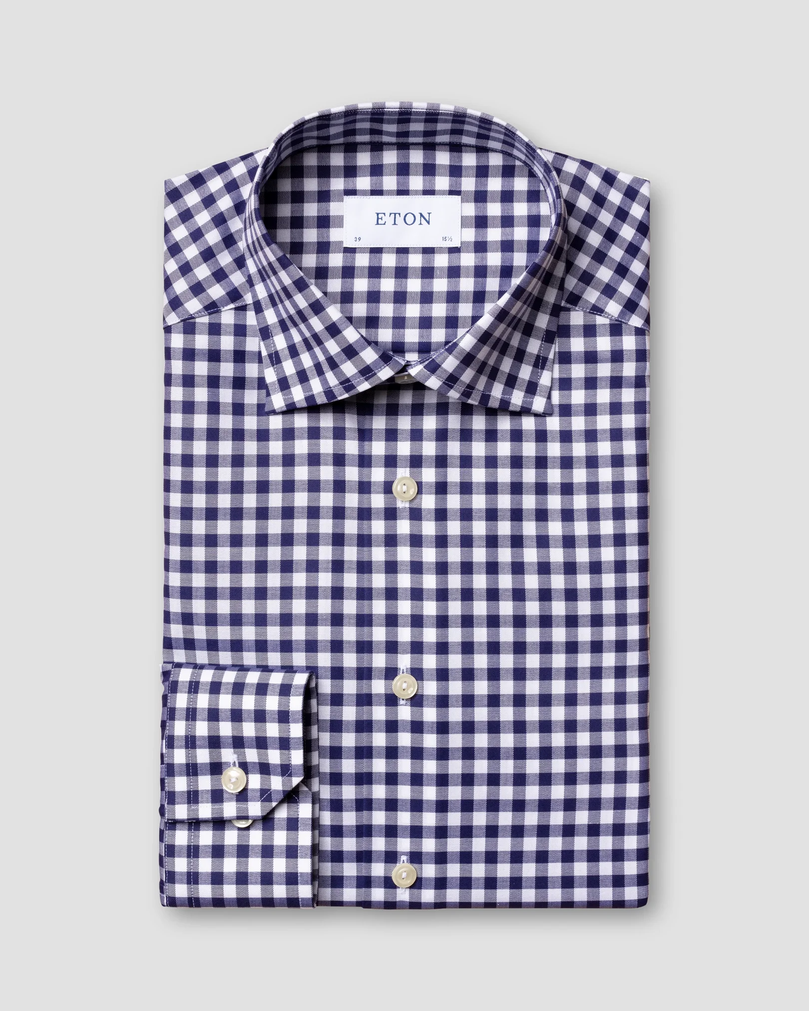 Eton - navy gingham check shirt