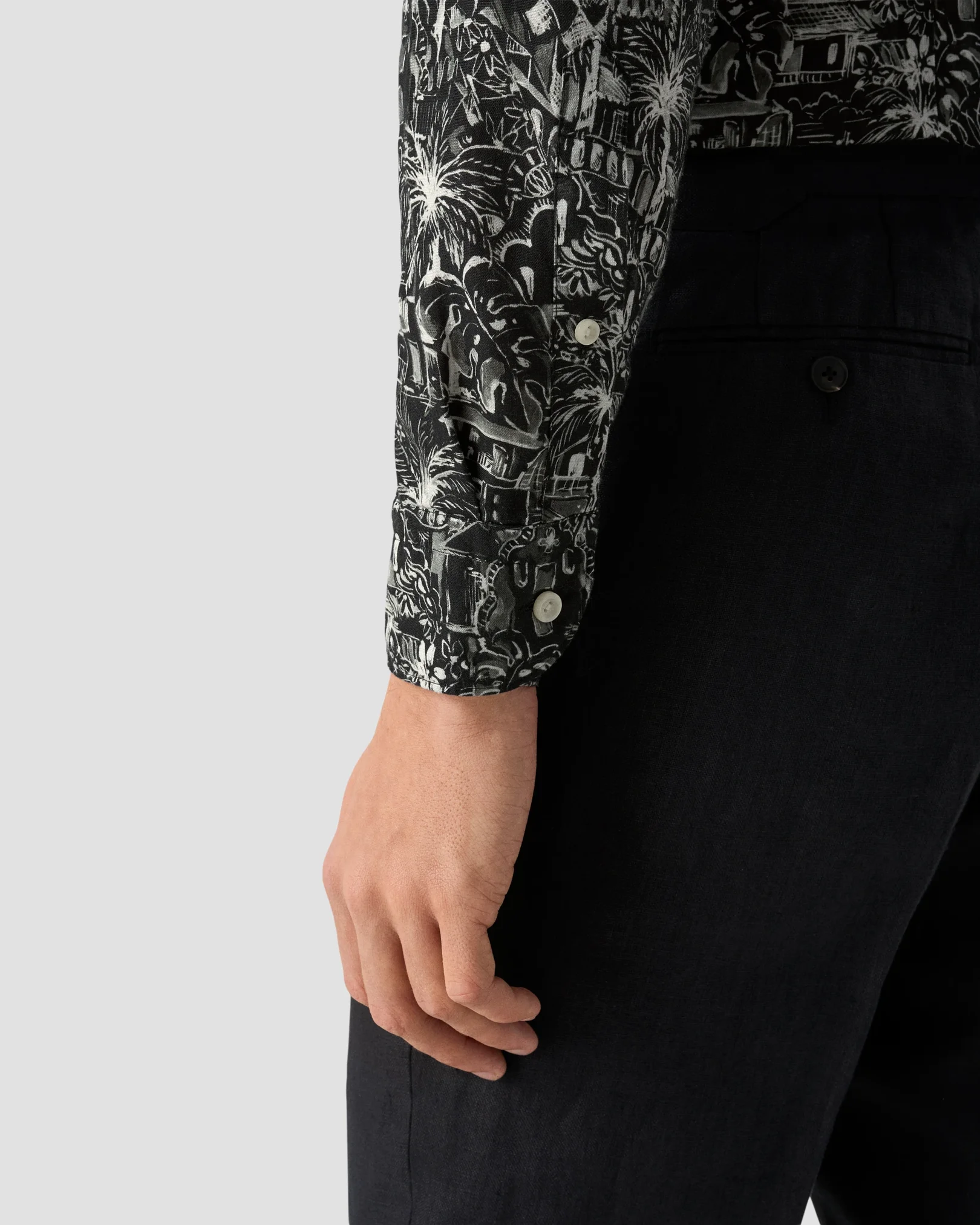 Eton - Floral Print Linen Shirt