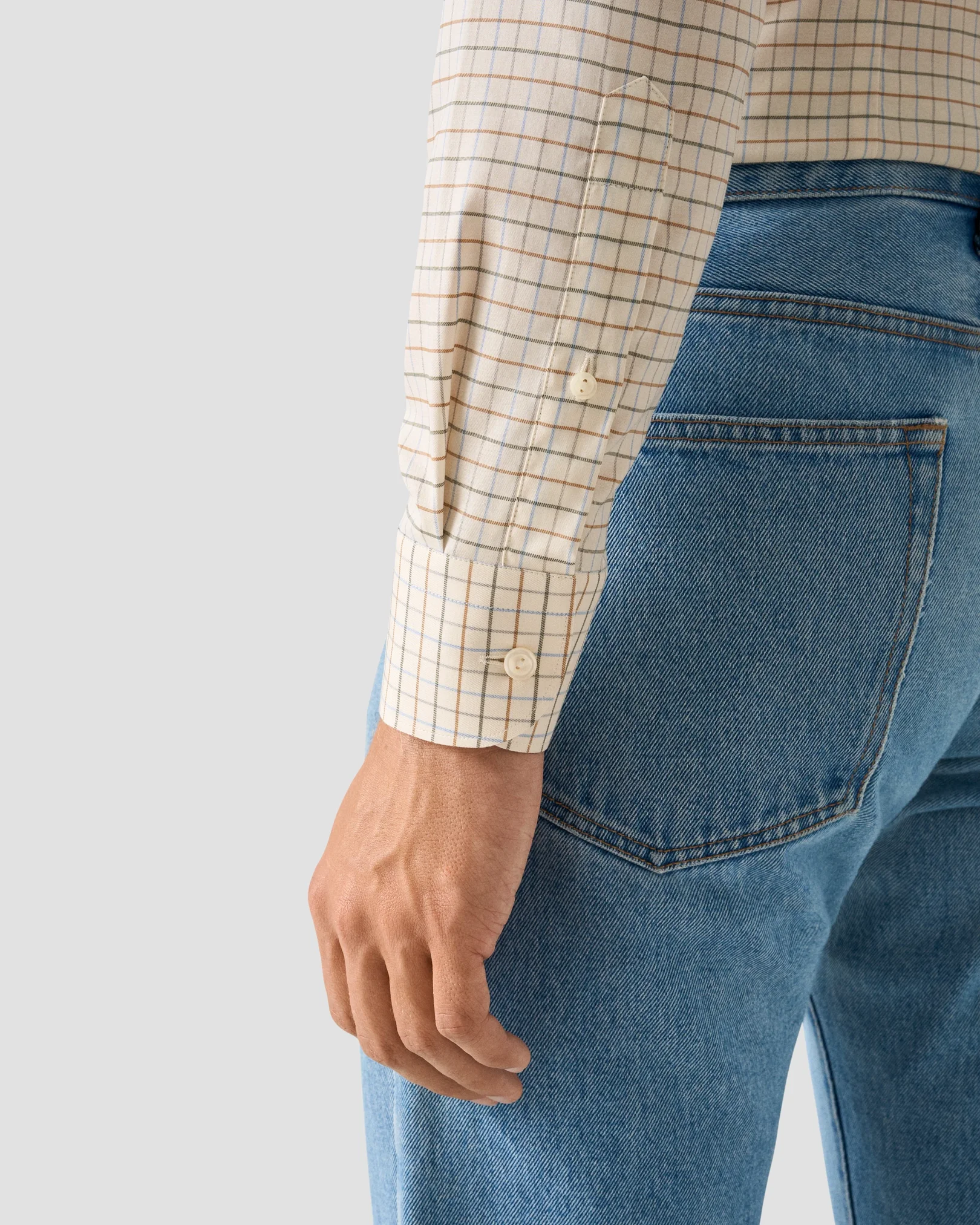 Eton - mid green check signature flannel shirt