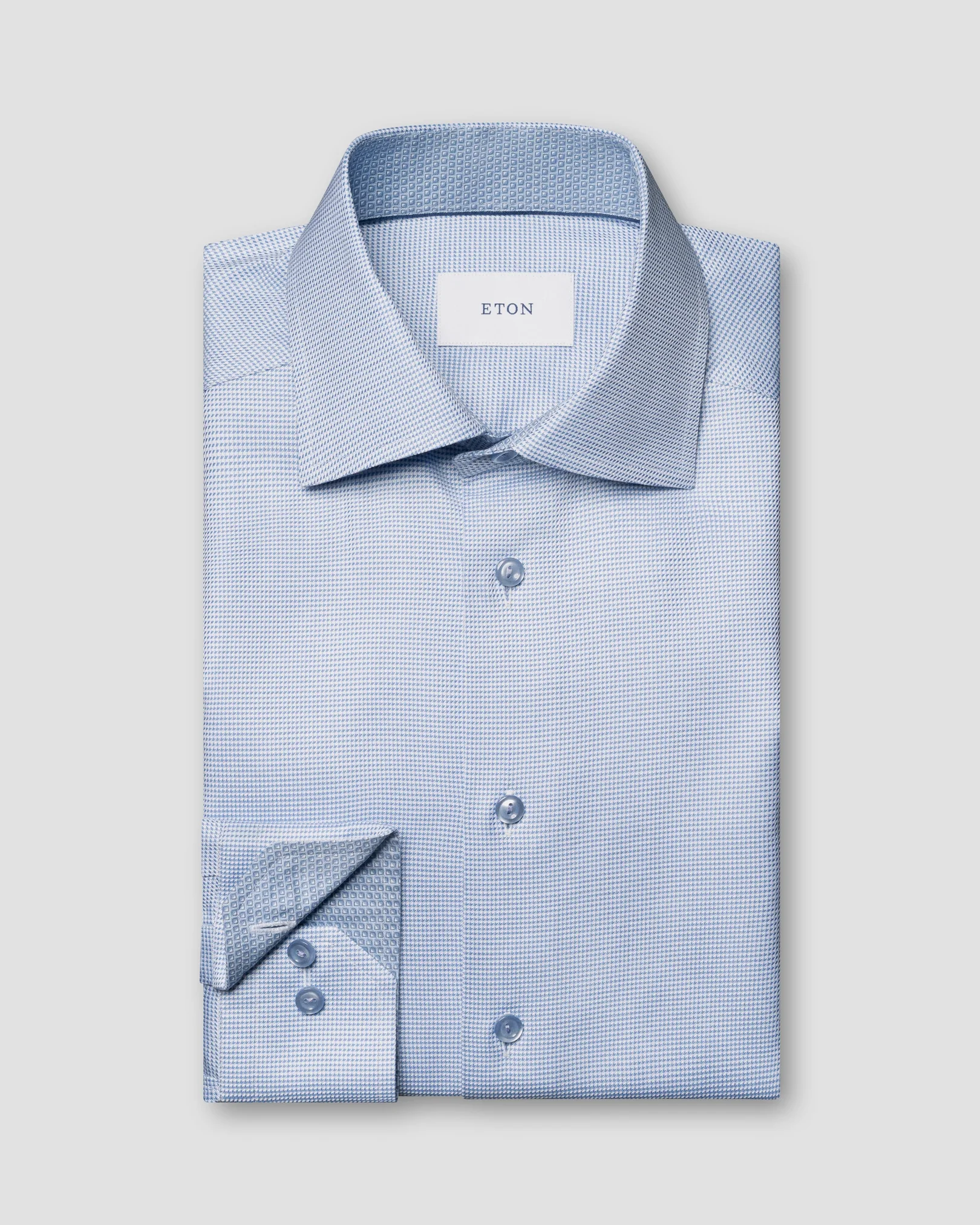 Eton - light blue semi solid twill shirt cut away 268