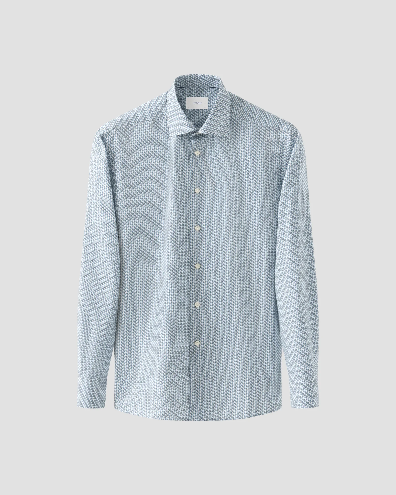 Eton - light blue parrot print signature twill shirt