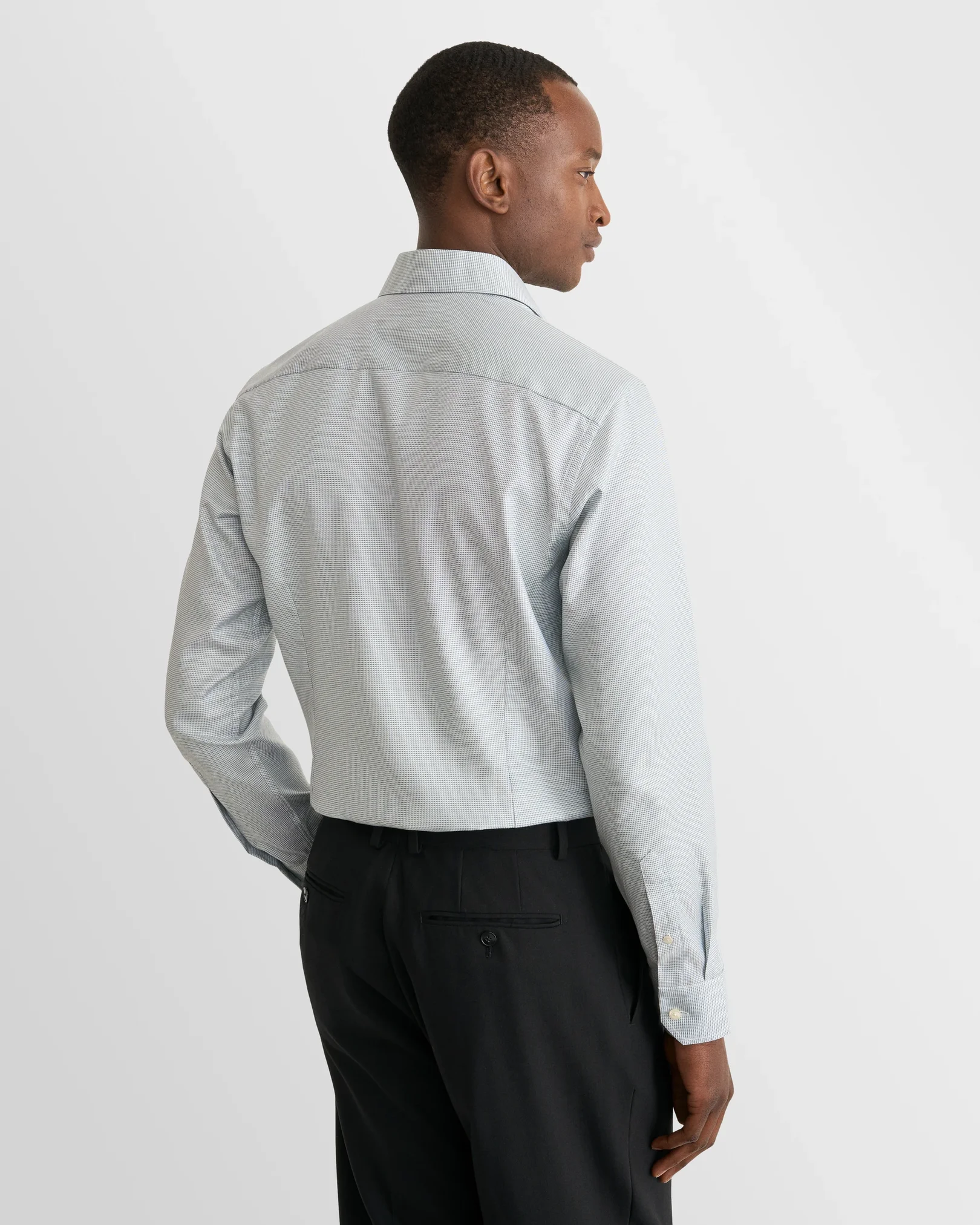 Eton - mid green semi solid twill shirt