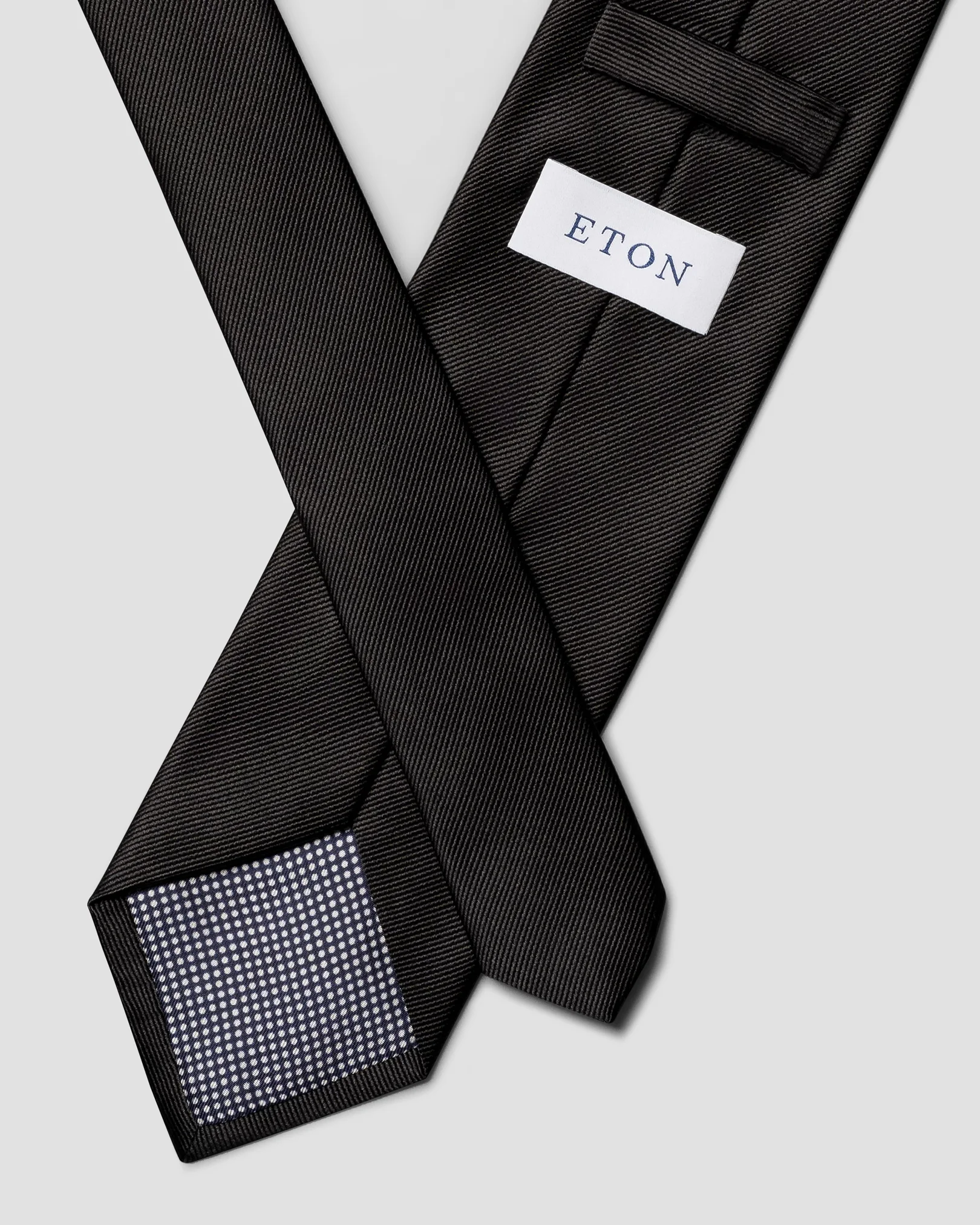 Eton - black solid silk twill tie