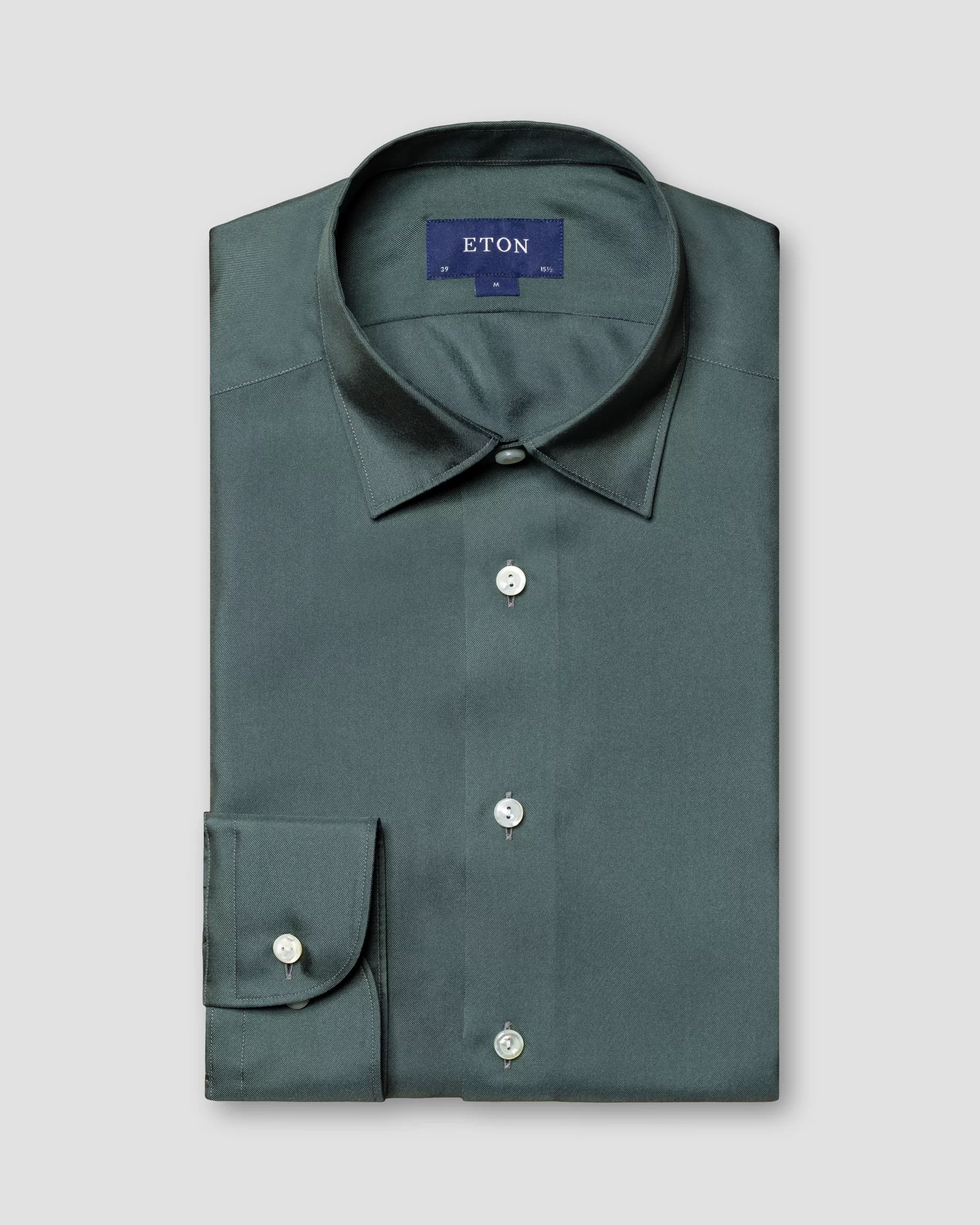 Eton - dark green silk pointed rounded single one buttonhole slim soft