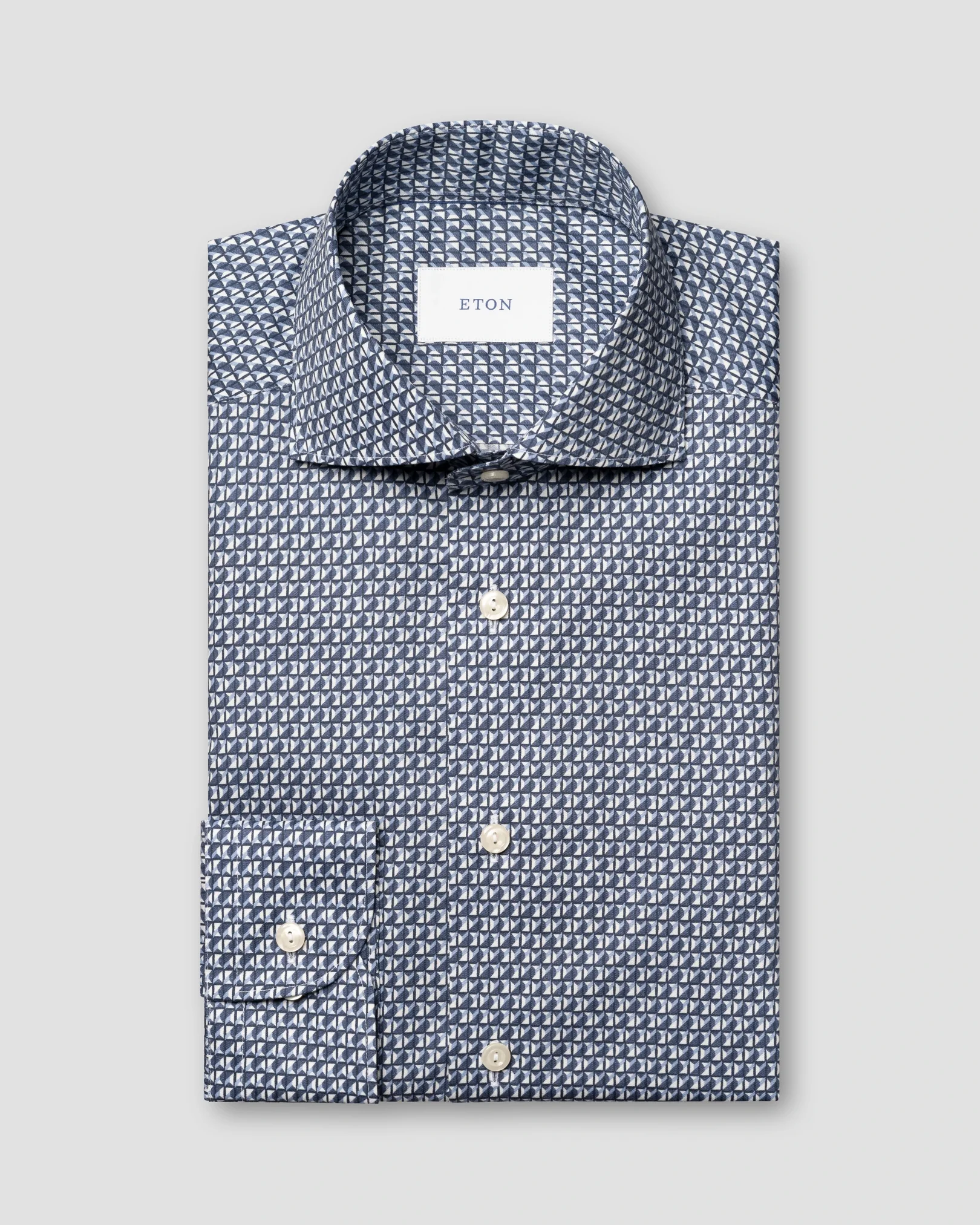 Eton - dark blue geometric signature twill shirt wide spread 266