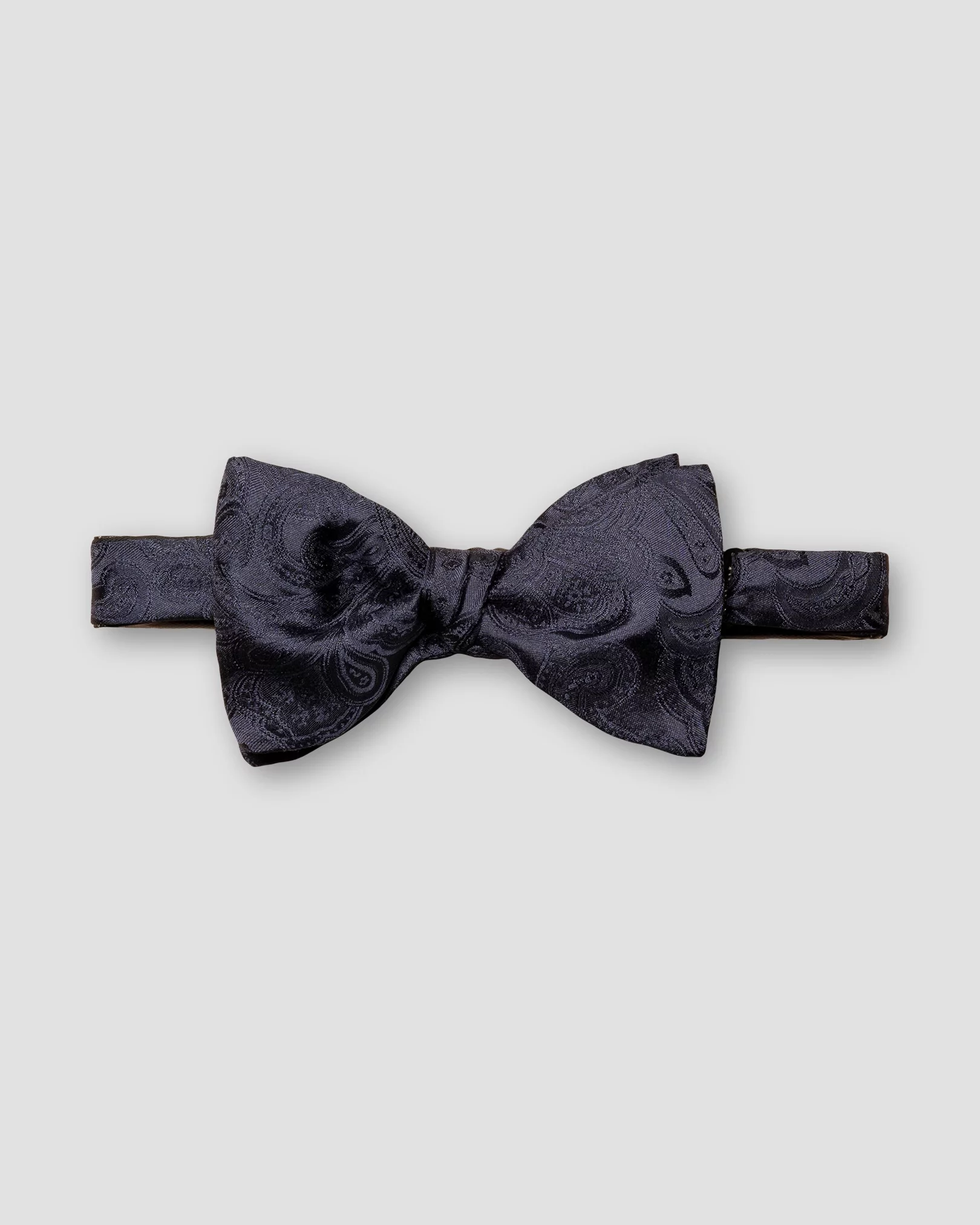 Navy Paisley Print Silk Bow Tie - Ready Tied