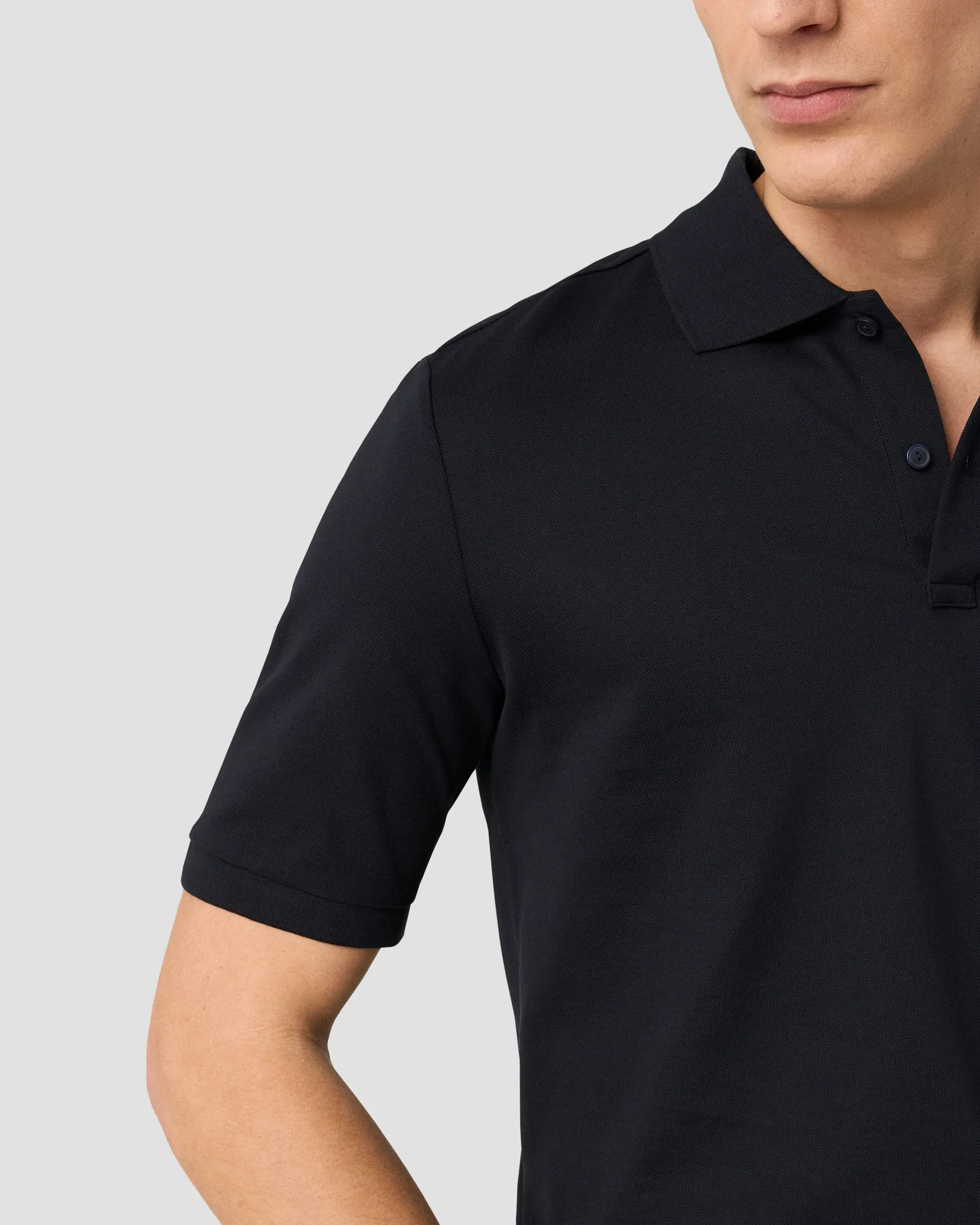 Eton - navy pima cotton pique polo