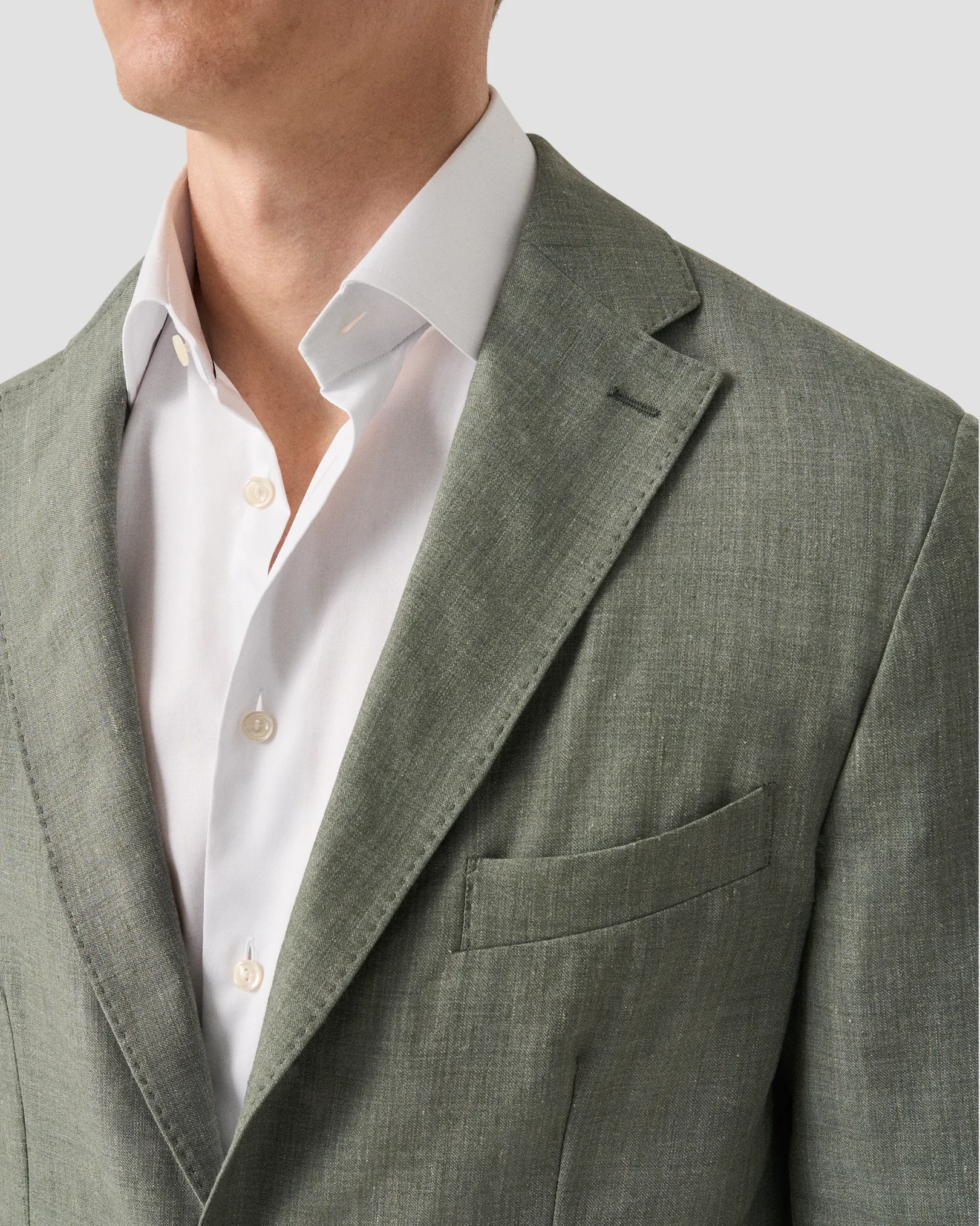 Eton - mid green linen wool soft jacket