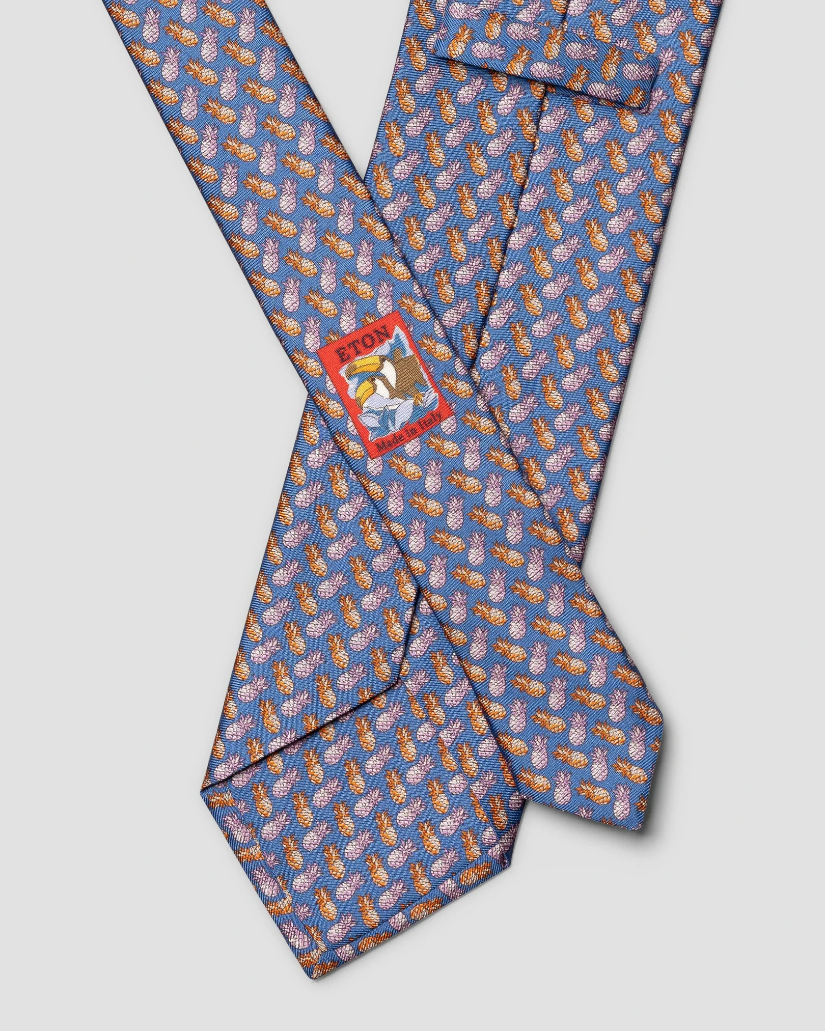 Eton - blue pineapple print silk tie