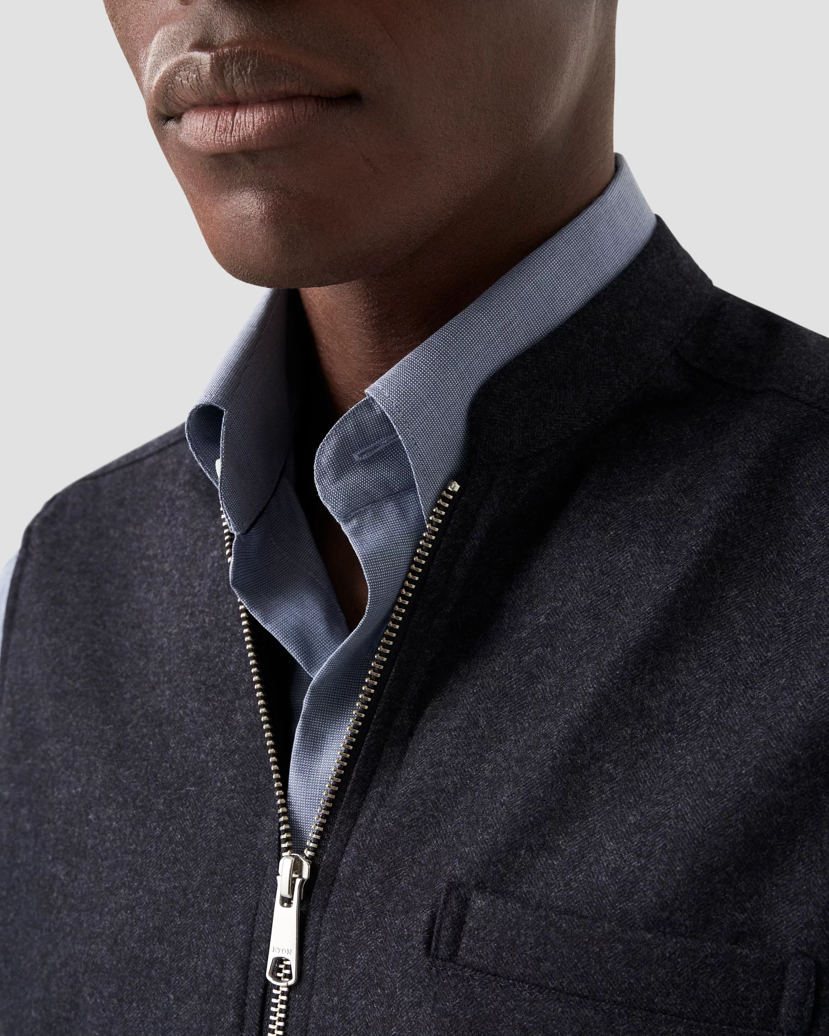 Eton - Navy Wool-Cashmere Flannel Vest