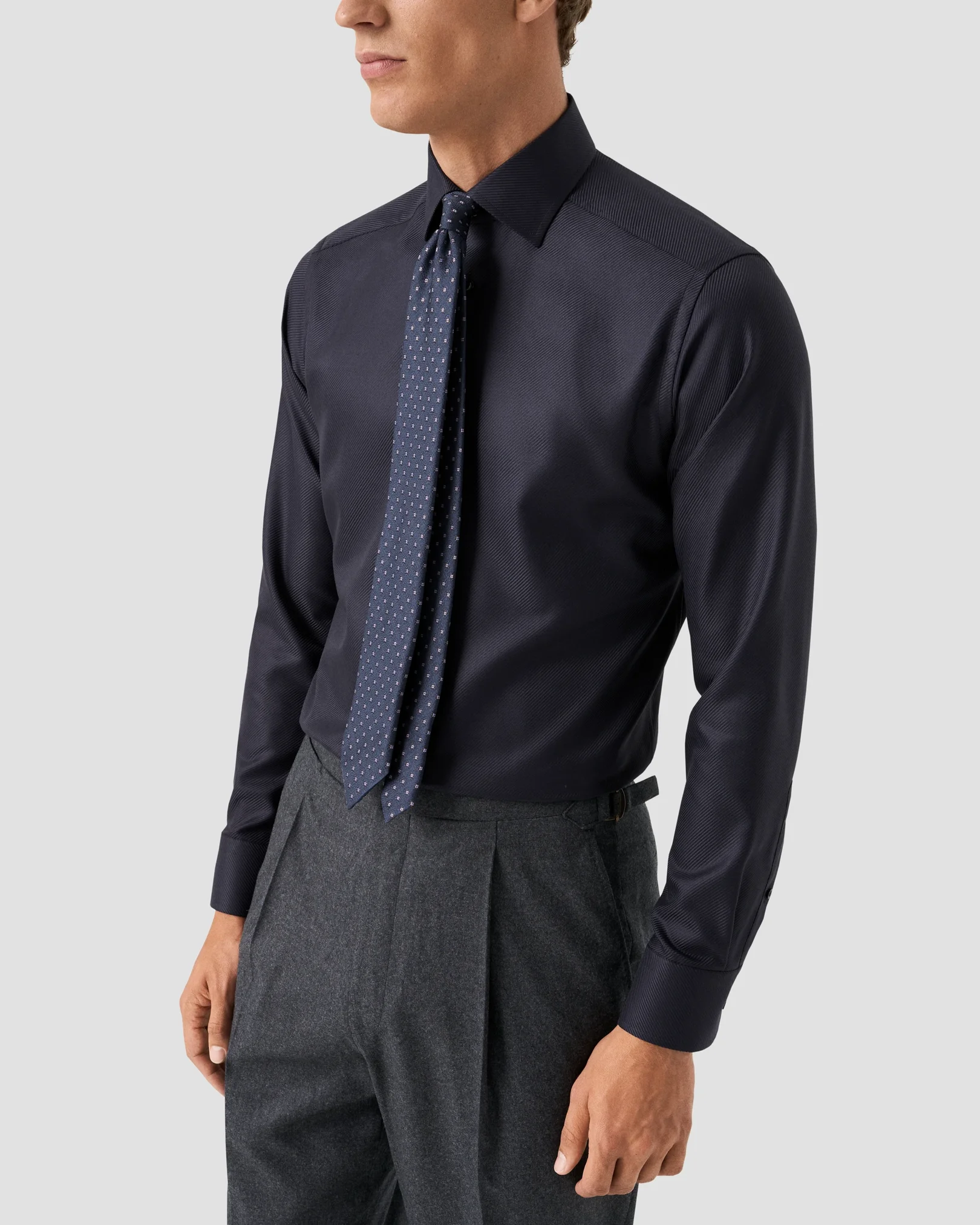 Eton - black houndstooth king twill shirt