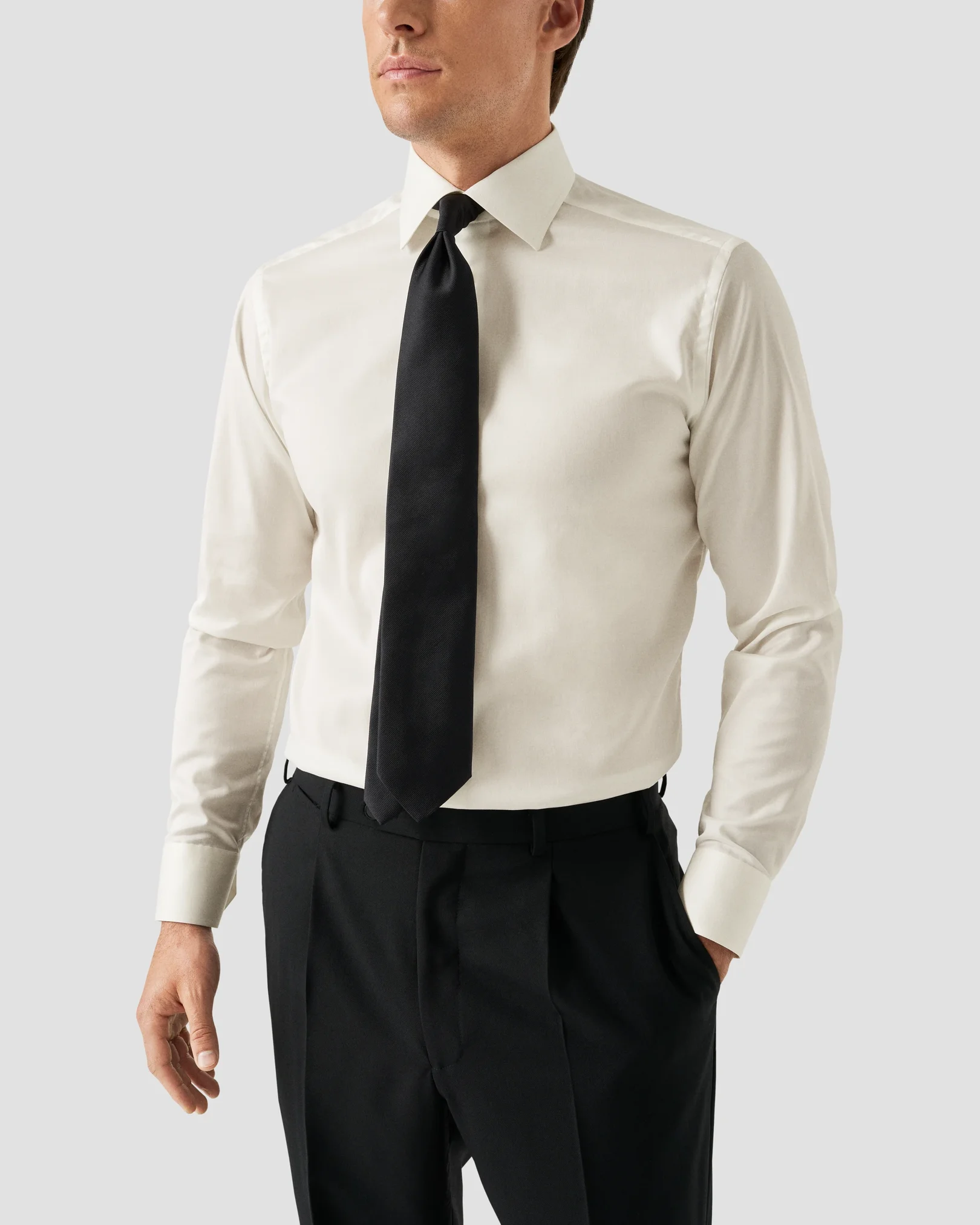 Eton - white solid signature twill shirt