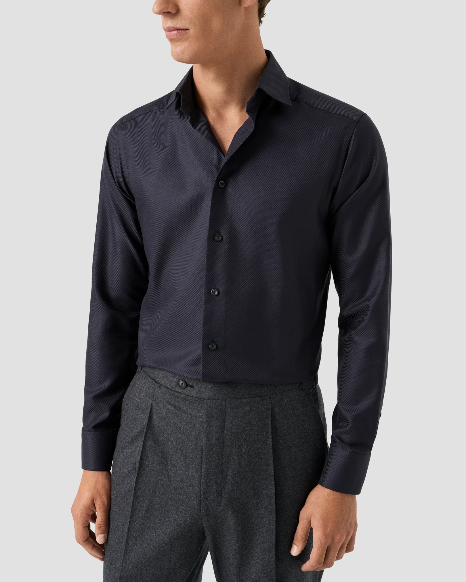 Eton - black houndstooth king twill shirt