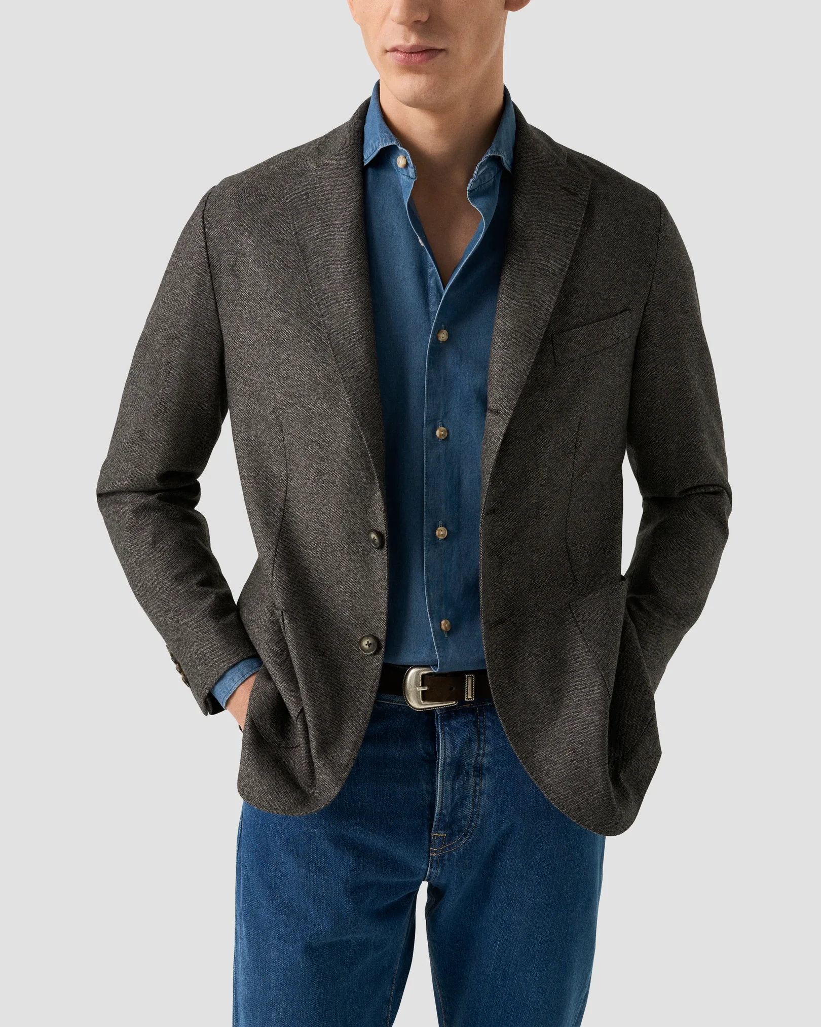 Eton - navy blue lightweight denim shirt 258