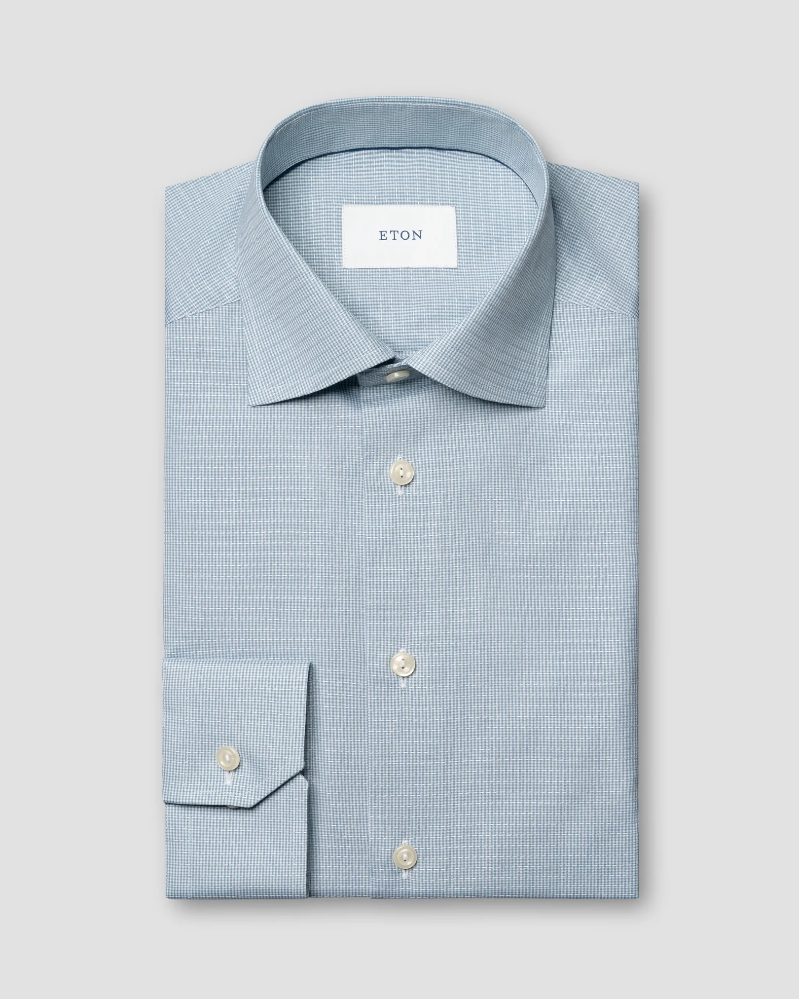 Eton - mid blue semi solid signature dobby shirt