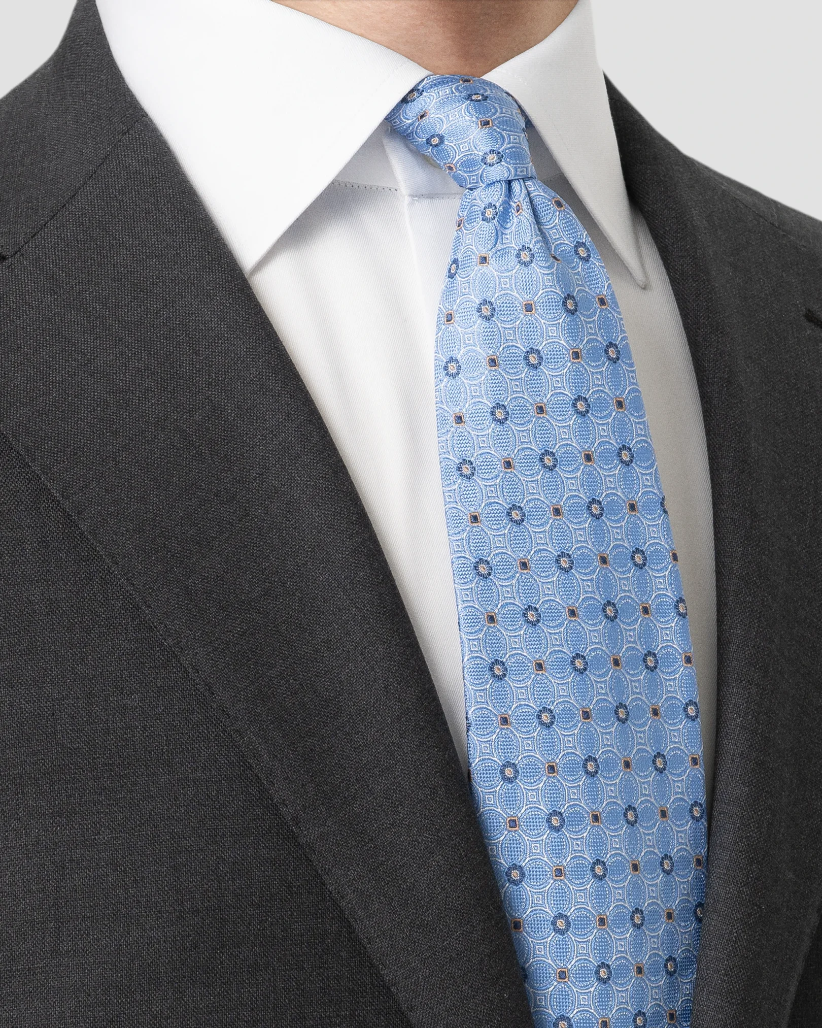 Eton - light blue floral woven silk 258