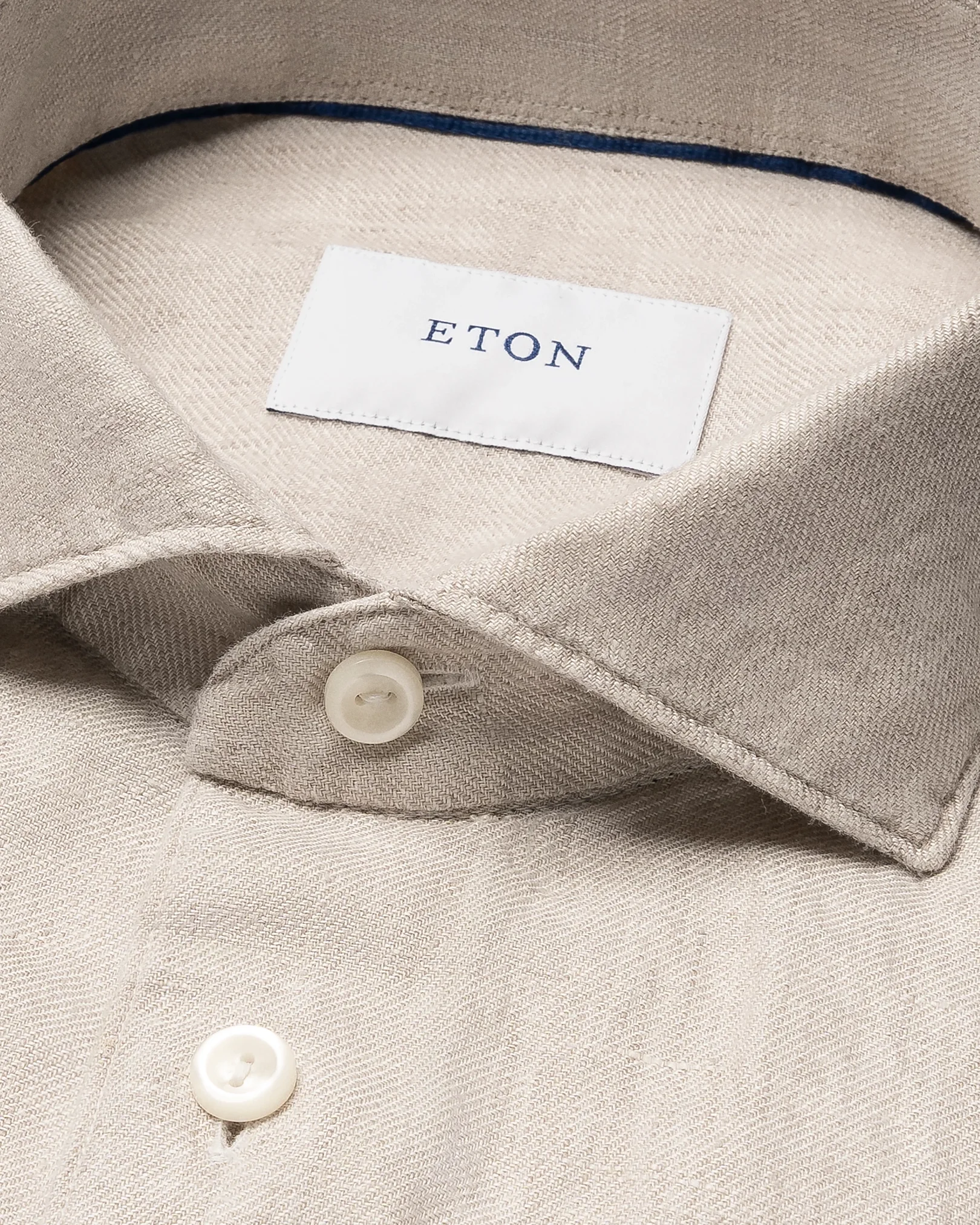 Eton - beige solid twill linen shirt