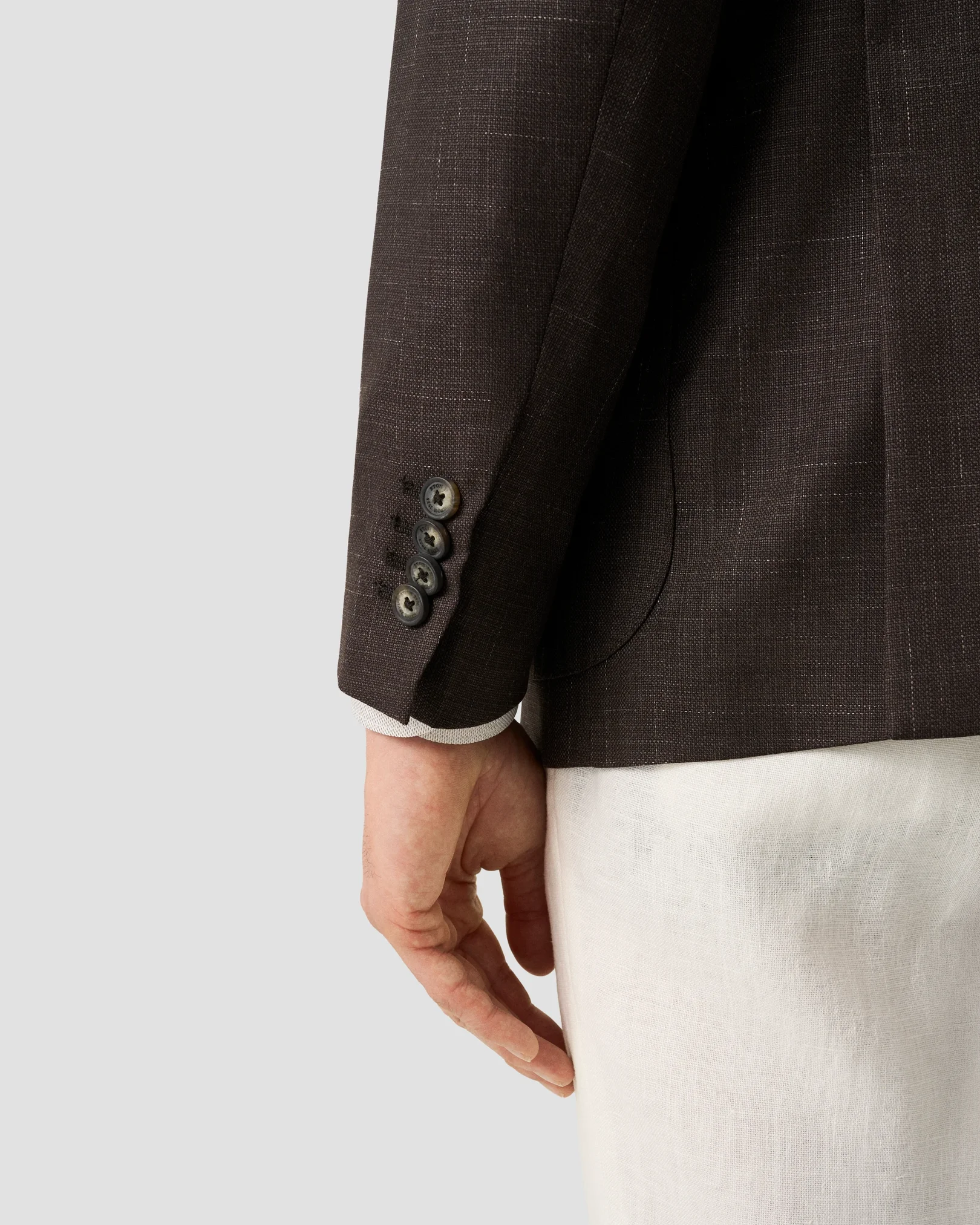 Eton - brown wool silk soft jacket