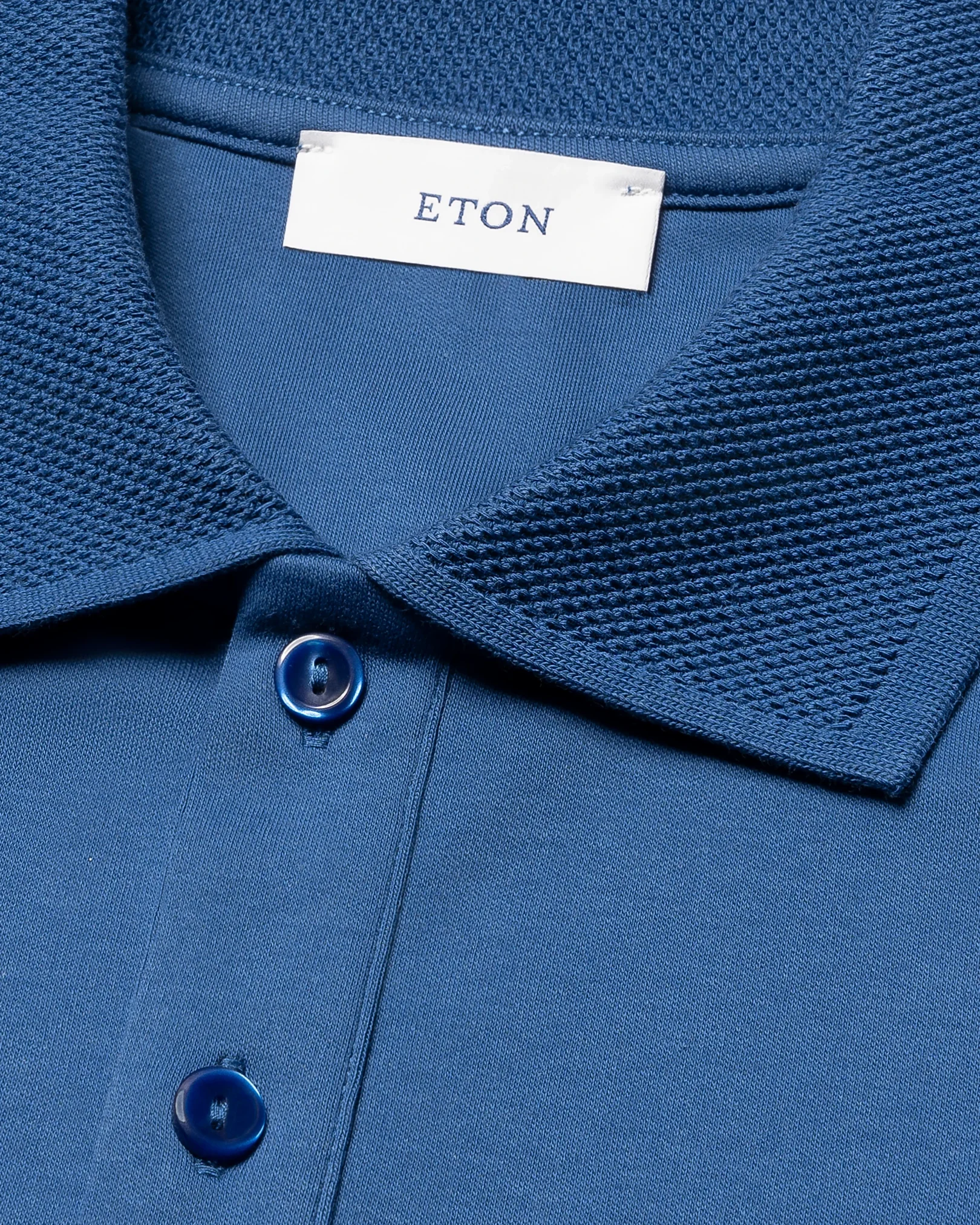 Eton - interlock polo shirt mid blue interlock polo shirt