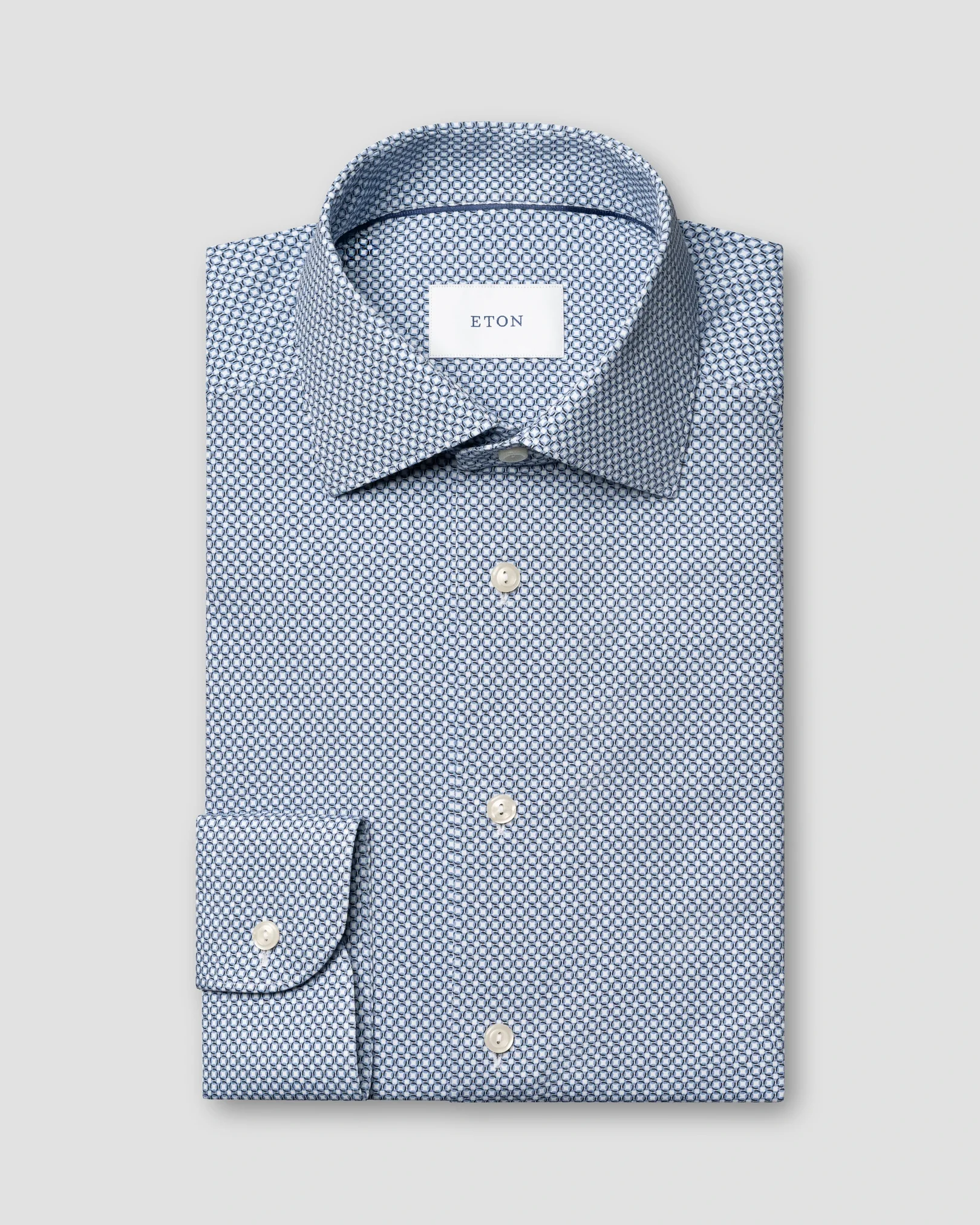 Eton - mid blue geometric jersey stretch