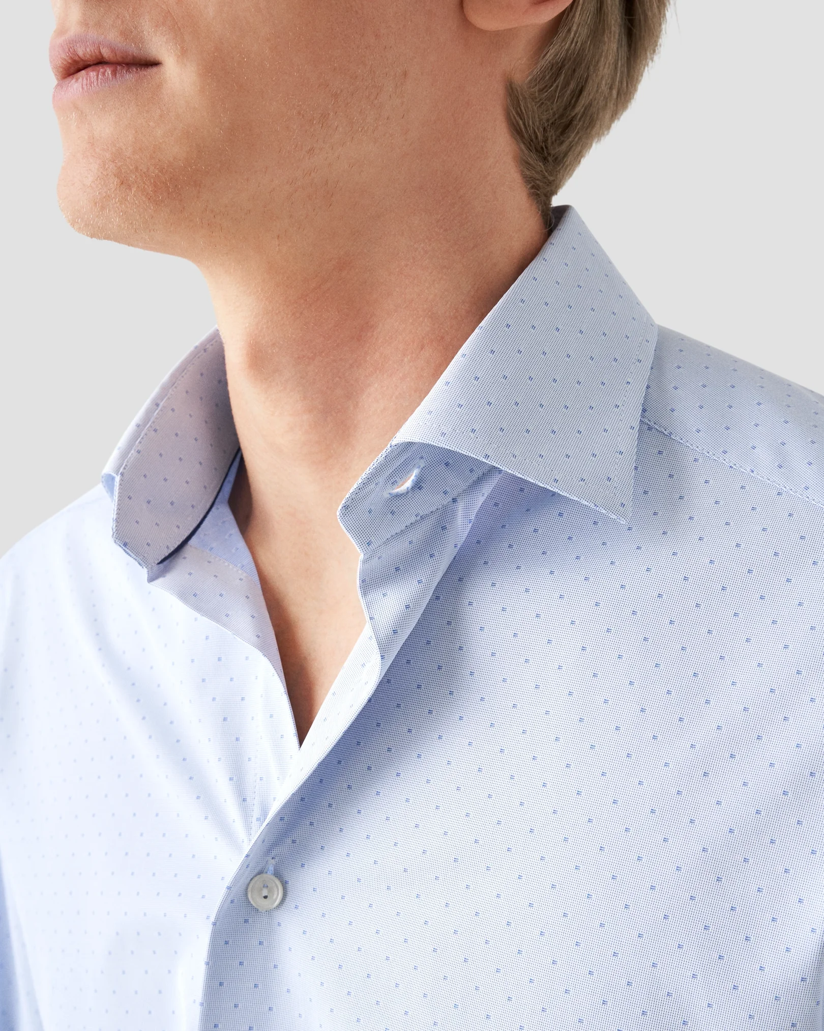 Eton - light blue fourway stretch shirt