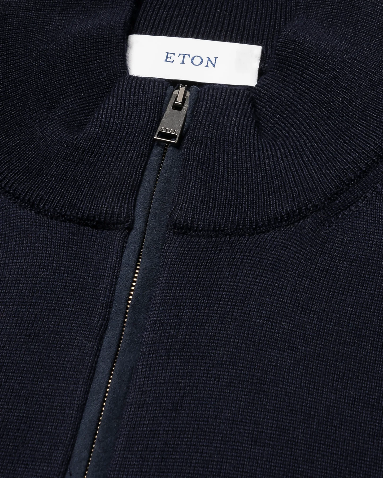 Eton - navy blue merino quarter zip knit sweater