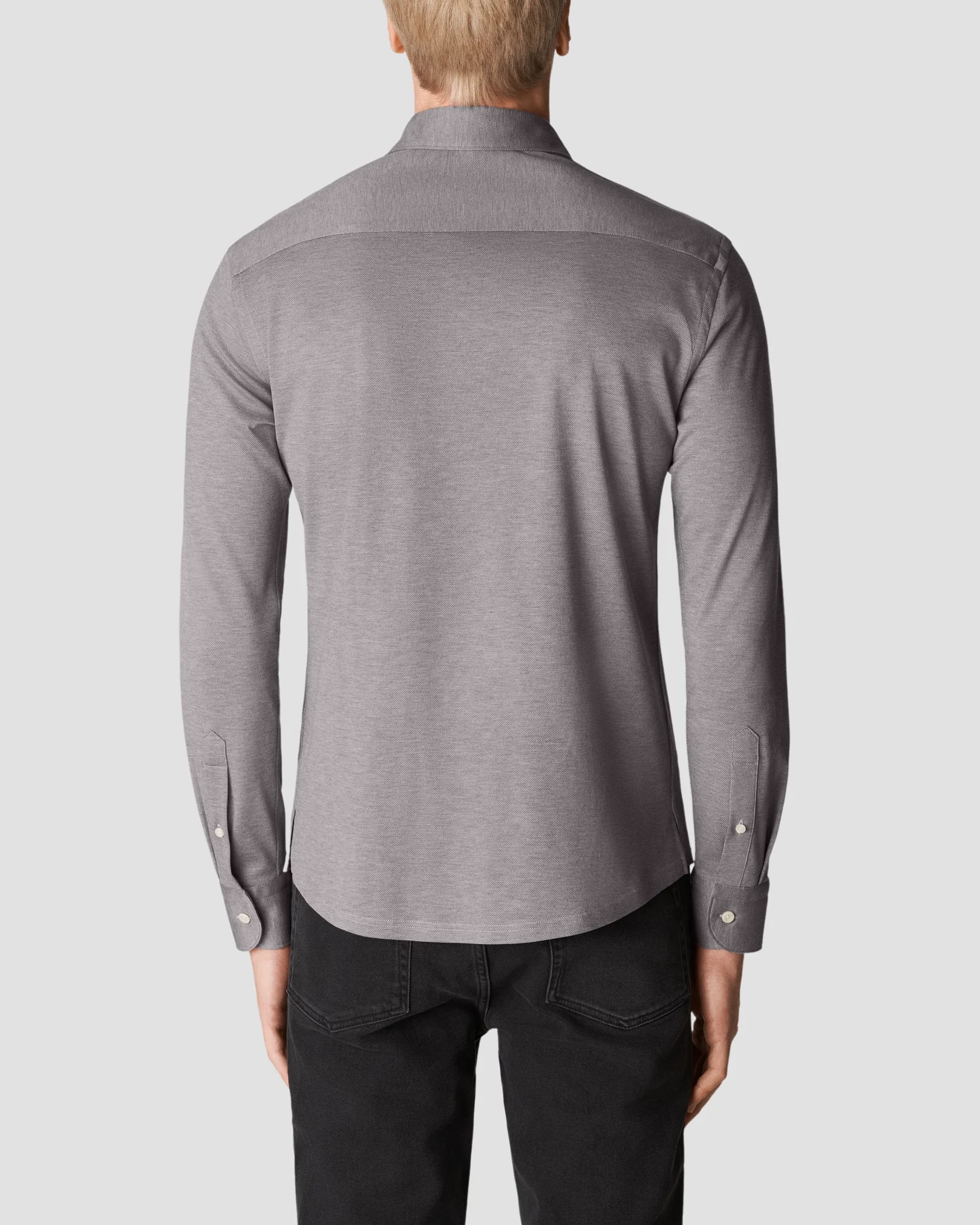Eton - light grey pique wide spread jersey