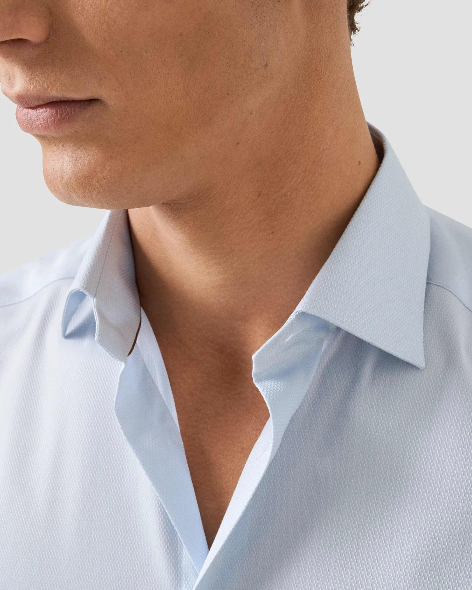 Eton - light blue semi solid supima 120 pique shirt