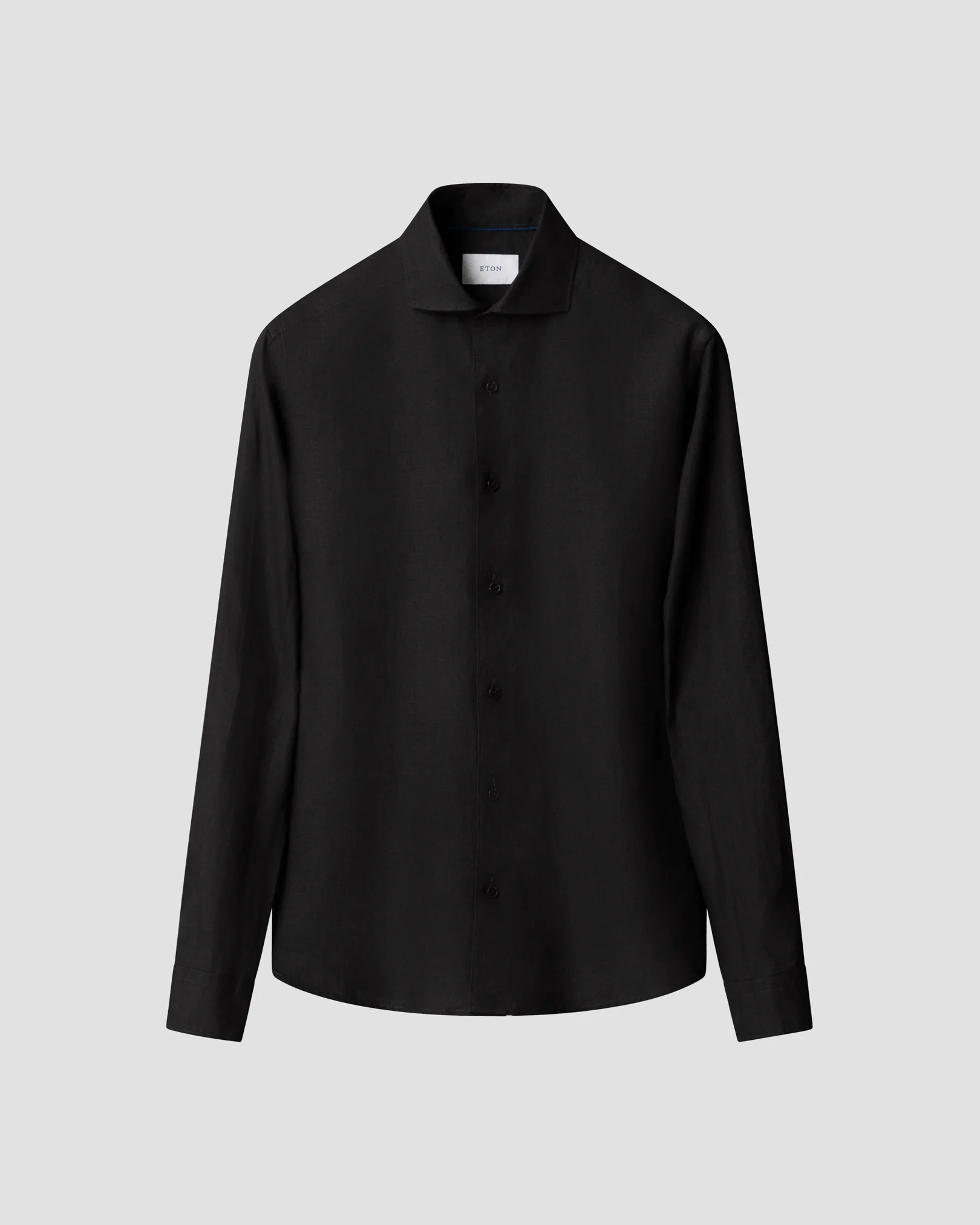 Eton - solid linen shirt wide spread rounded single casual fit