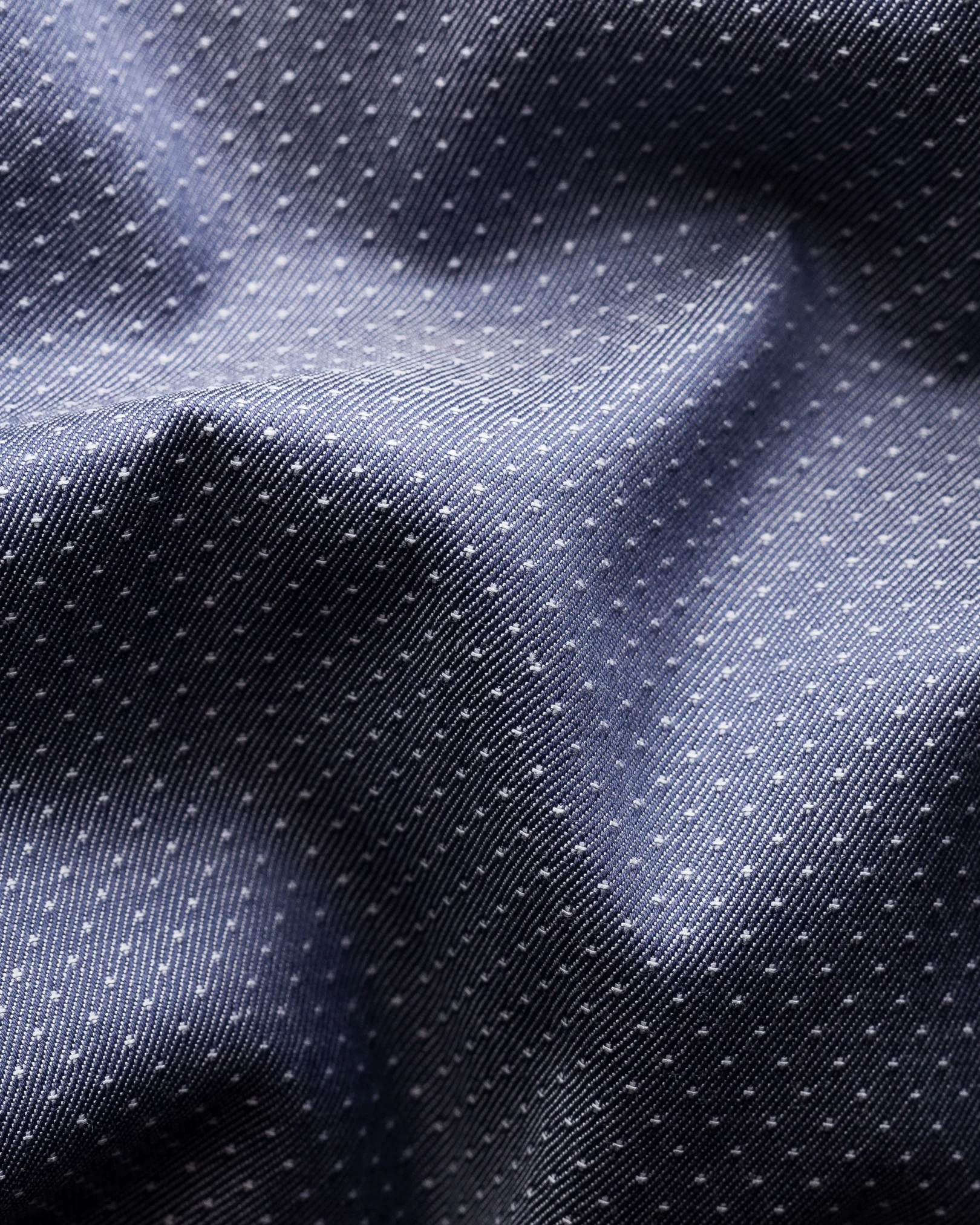 Eton - navy blue pin dot cotton lyocell stretch shirt