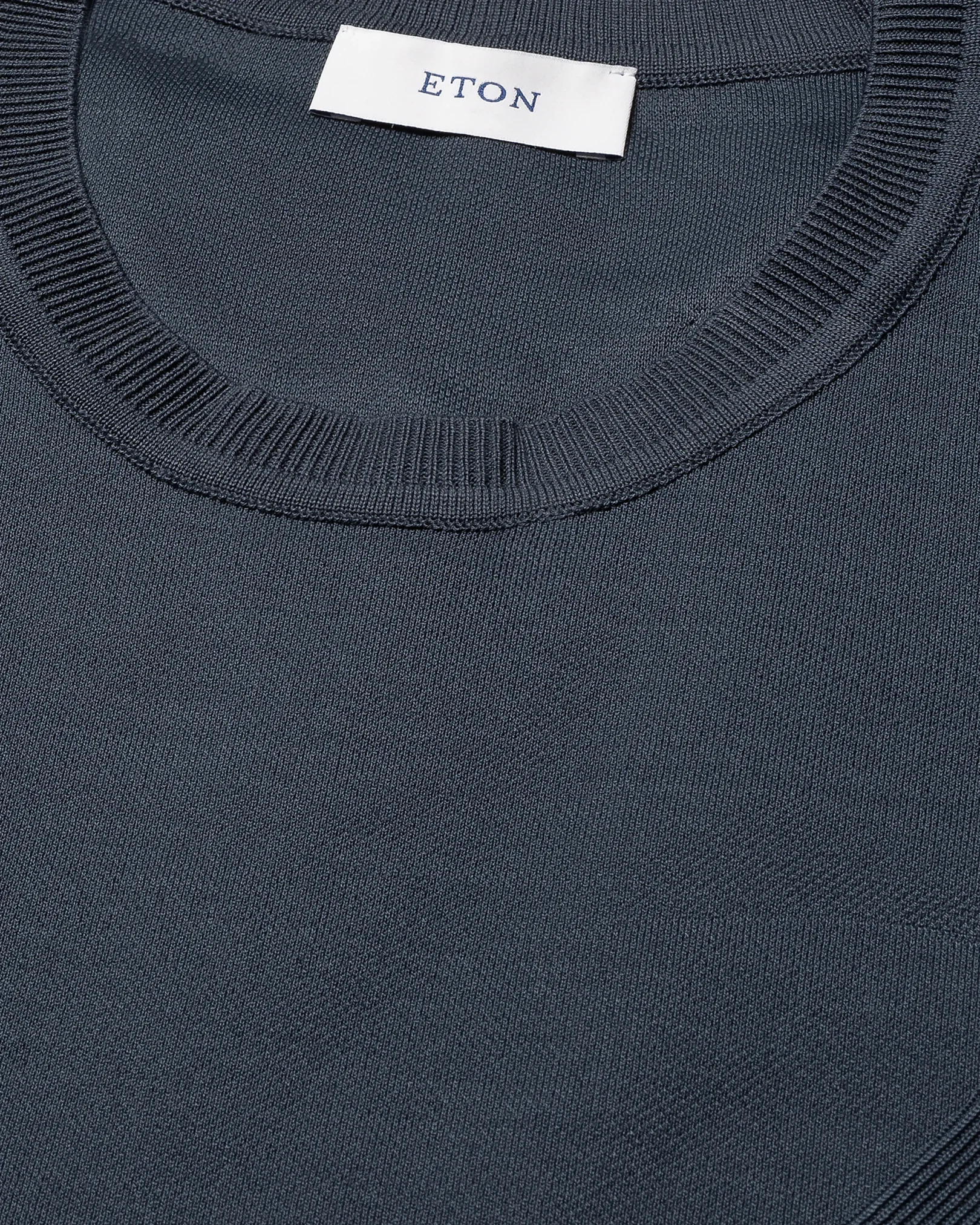 Eton - dark blue self rib cotton t shirt