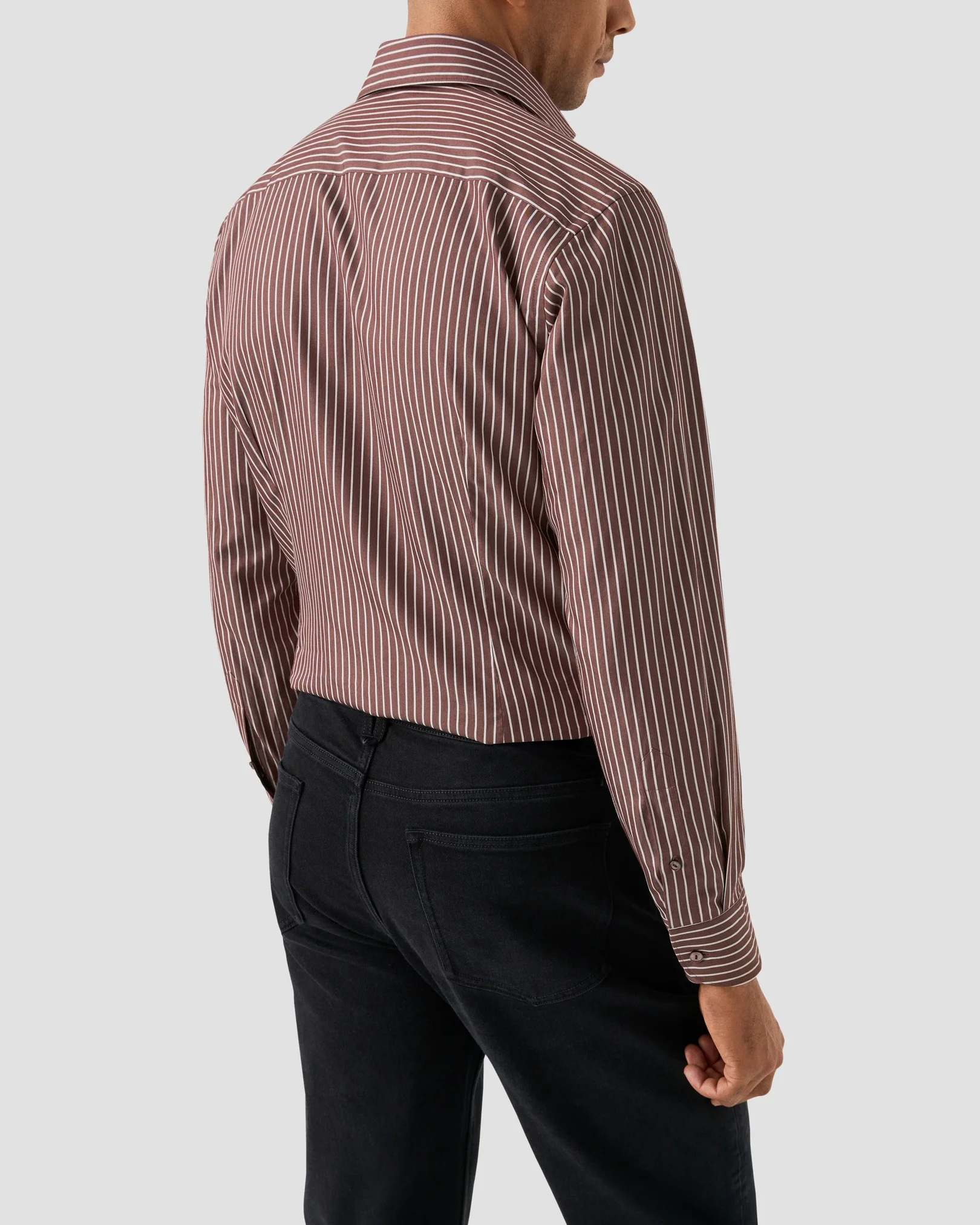Eton - dark red striped cotton silk shirt