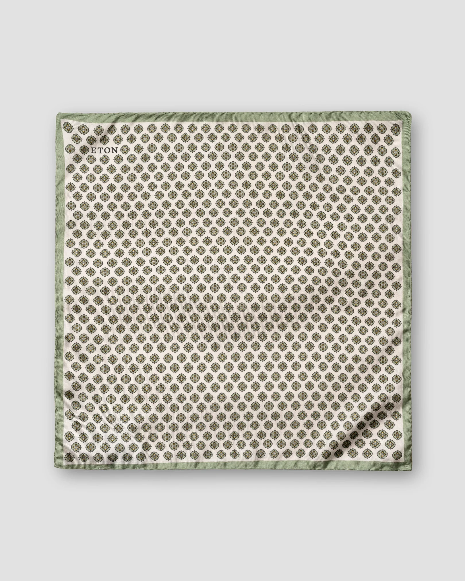 Eton - mid green geometric printed pocket square