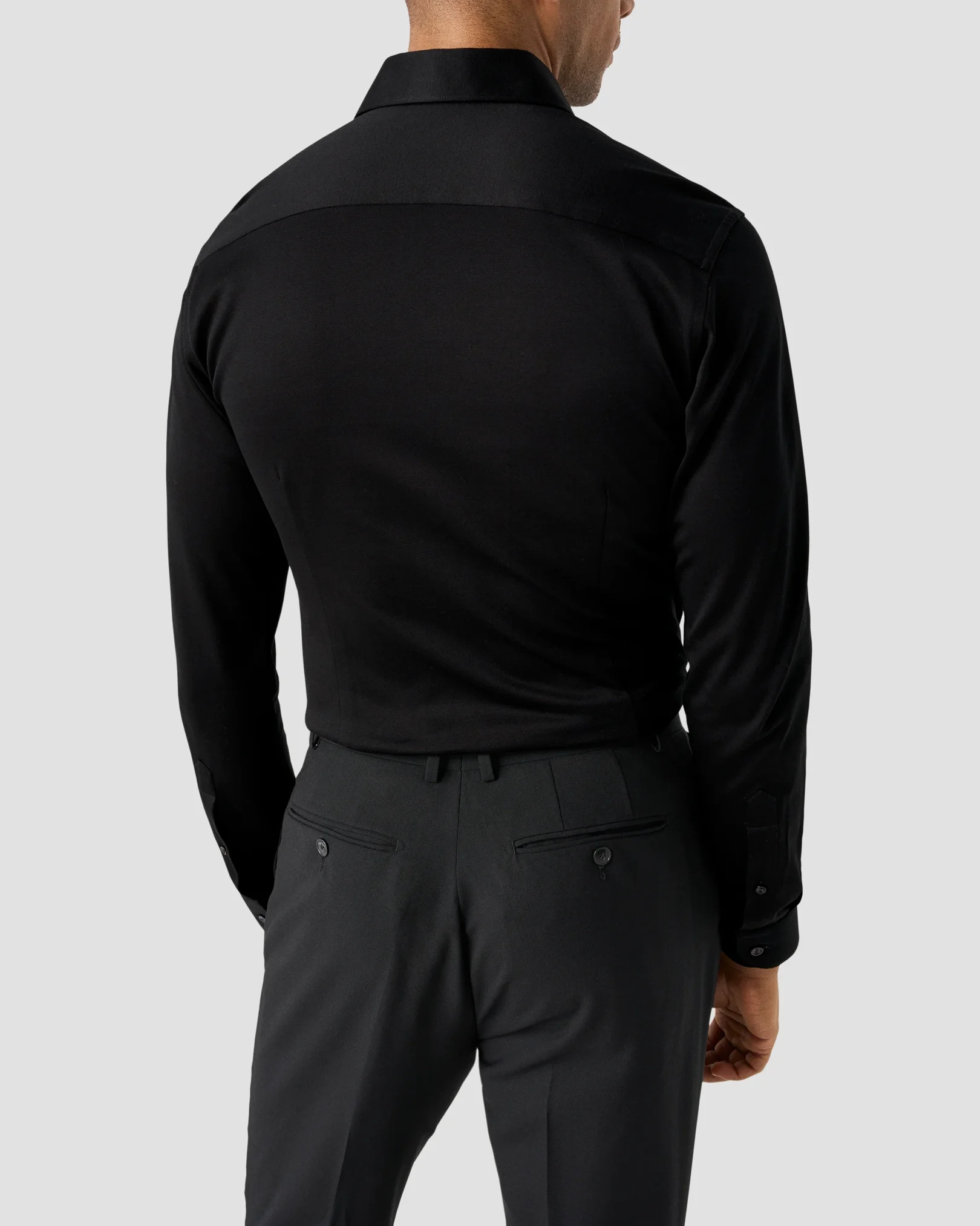 Eton - black filo di scotia knitted jaquard shirt