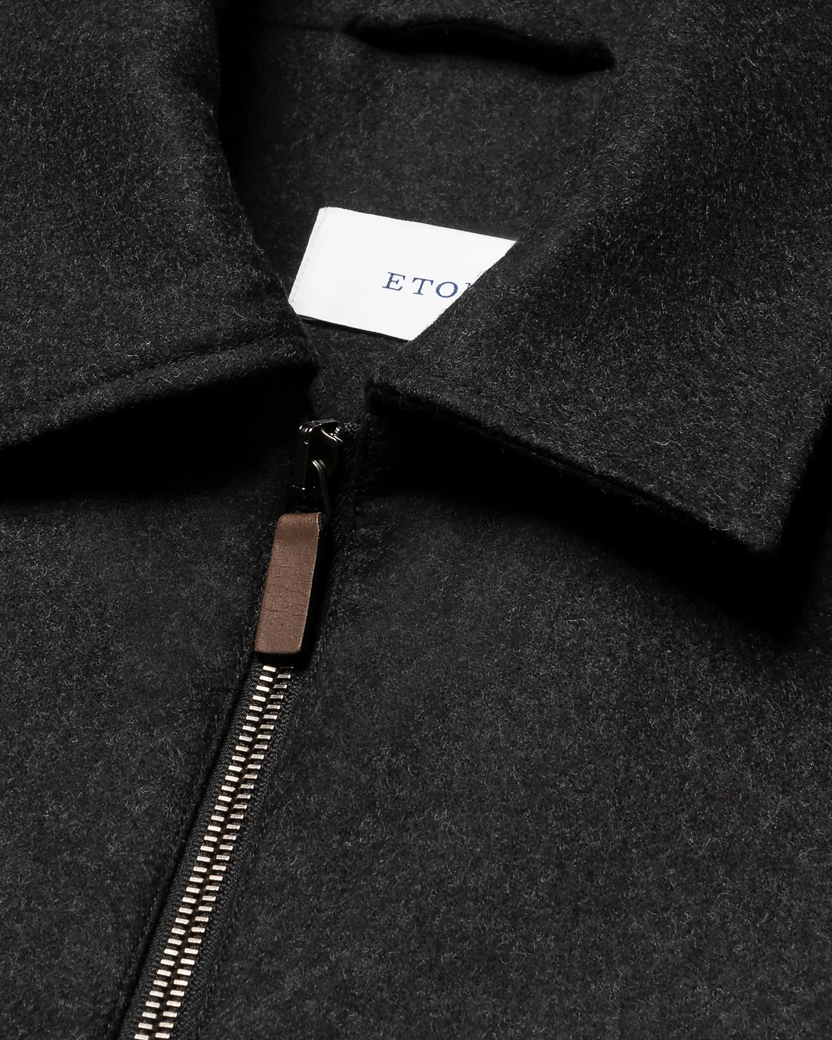 Eton - black wool harrington full zip jacket