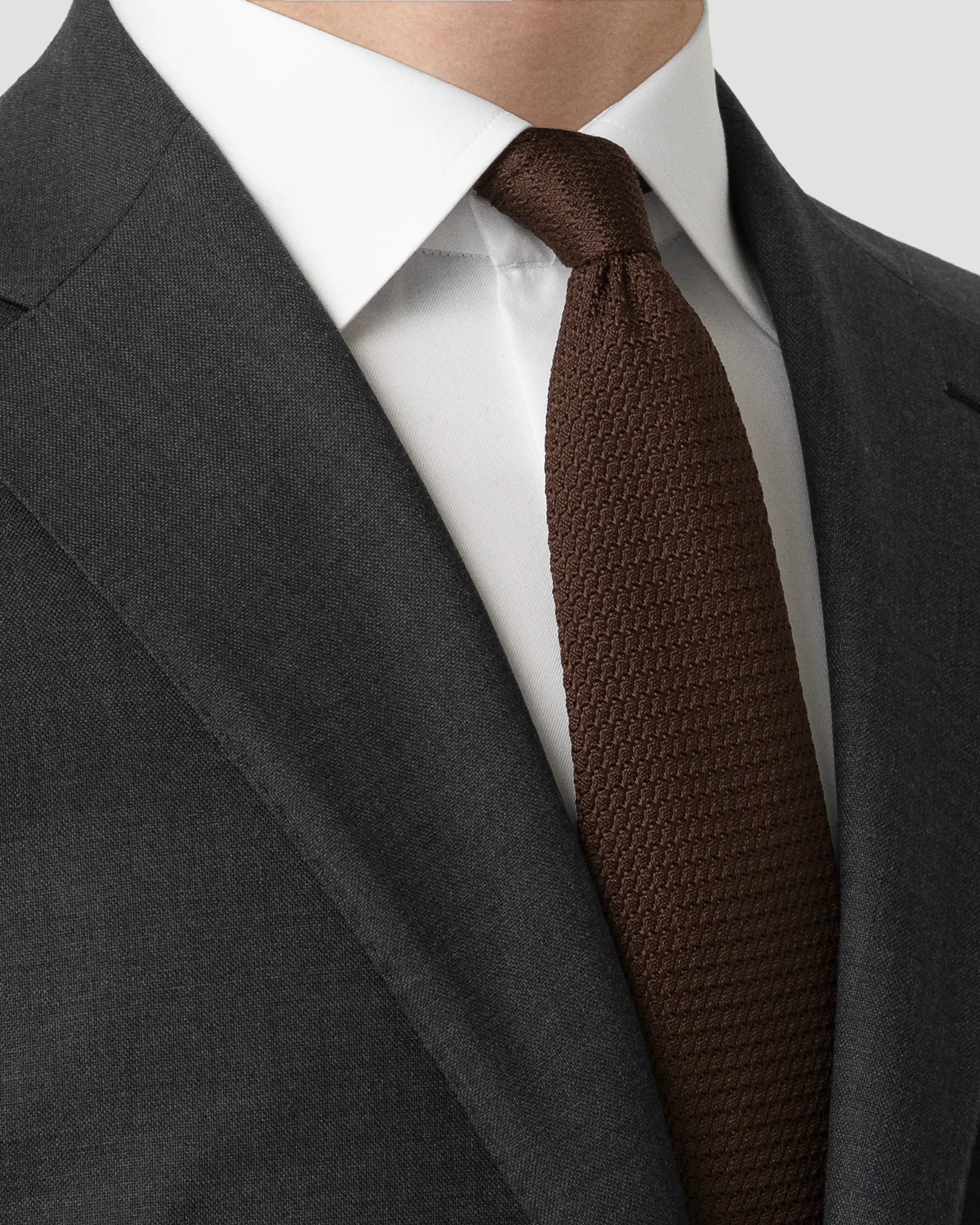 Eton - solid brown grenadine tie