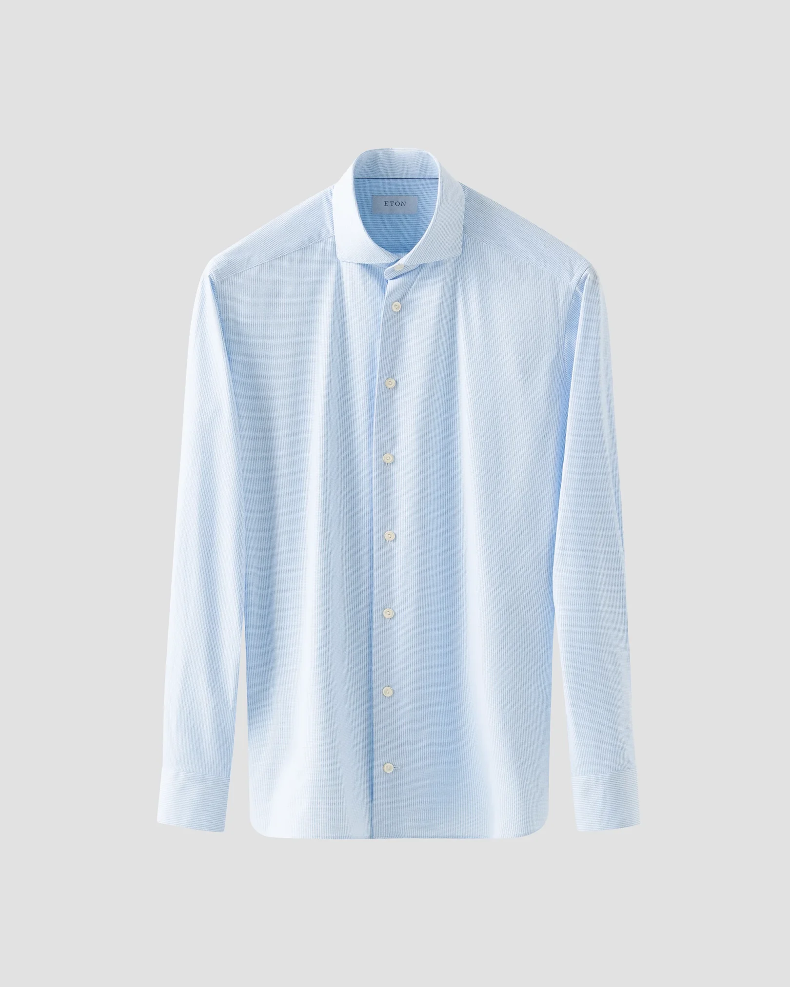 Eton - light blue semi solid four way strech shirt