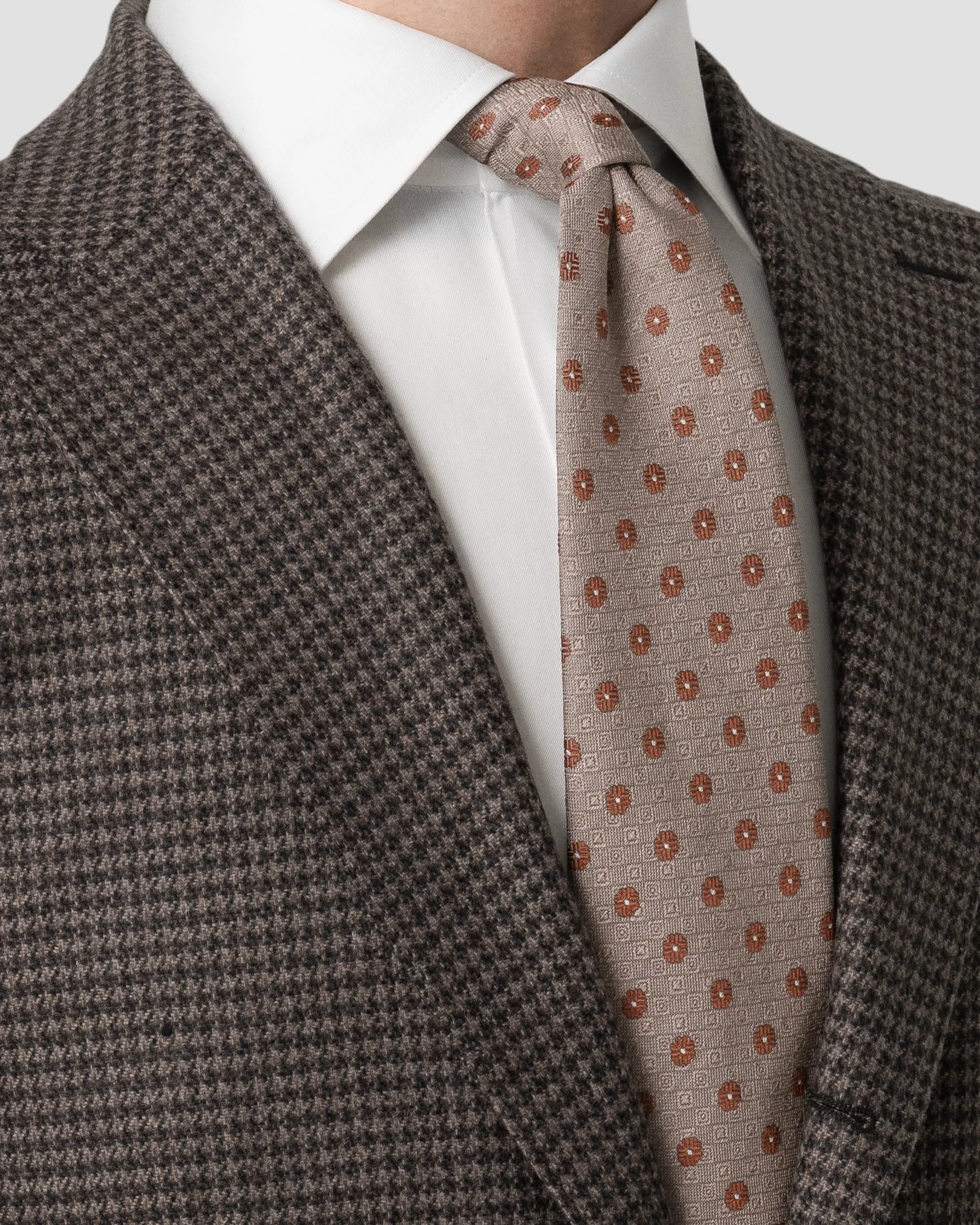 Eton - beige floral woven shantung silk tie