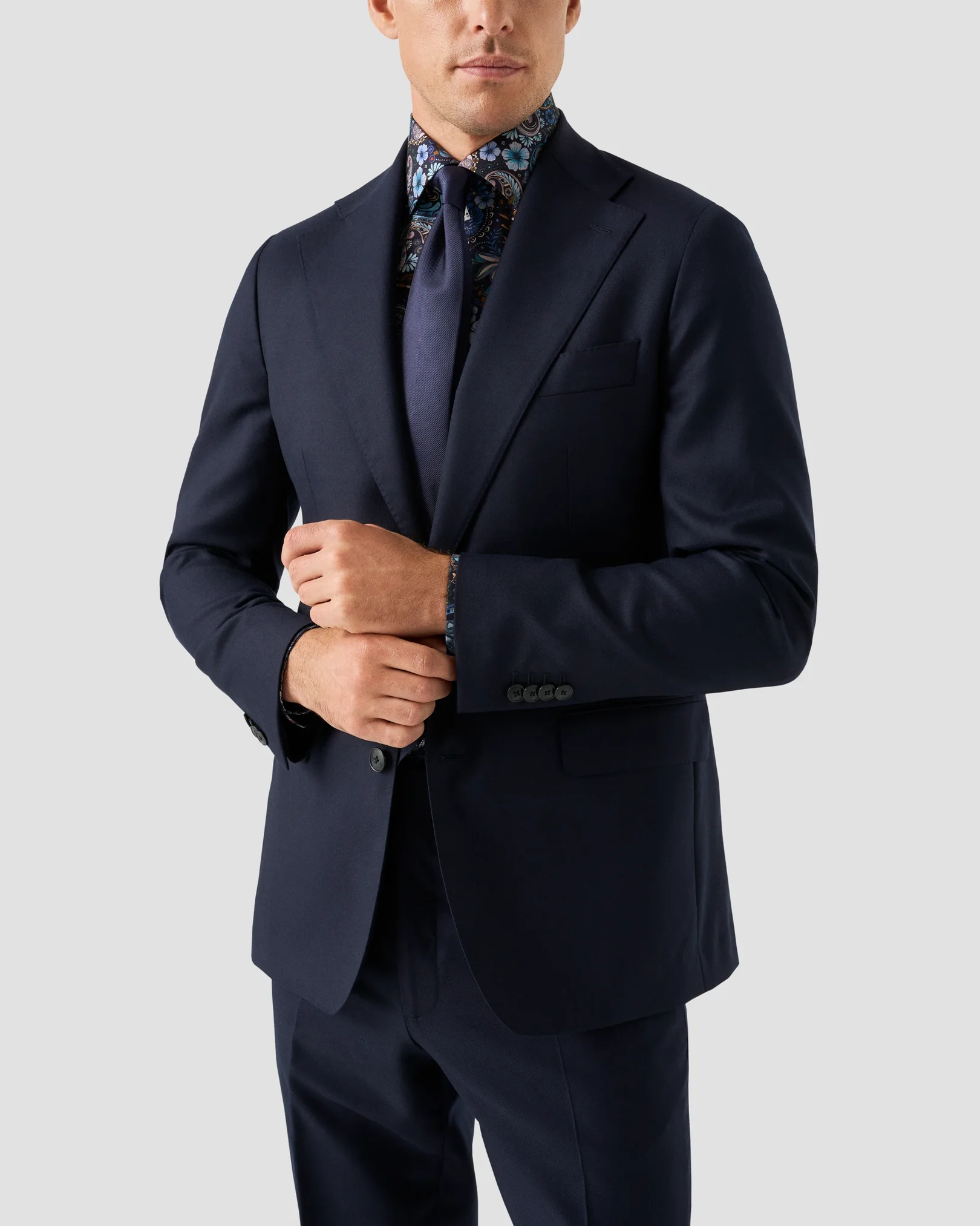 Eton - navy blue twill casino printed shirt