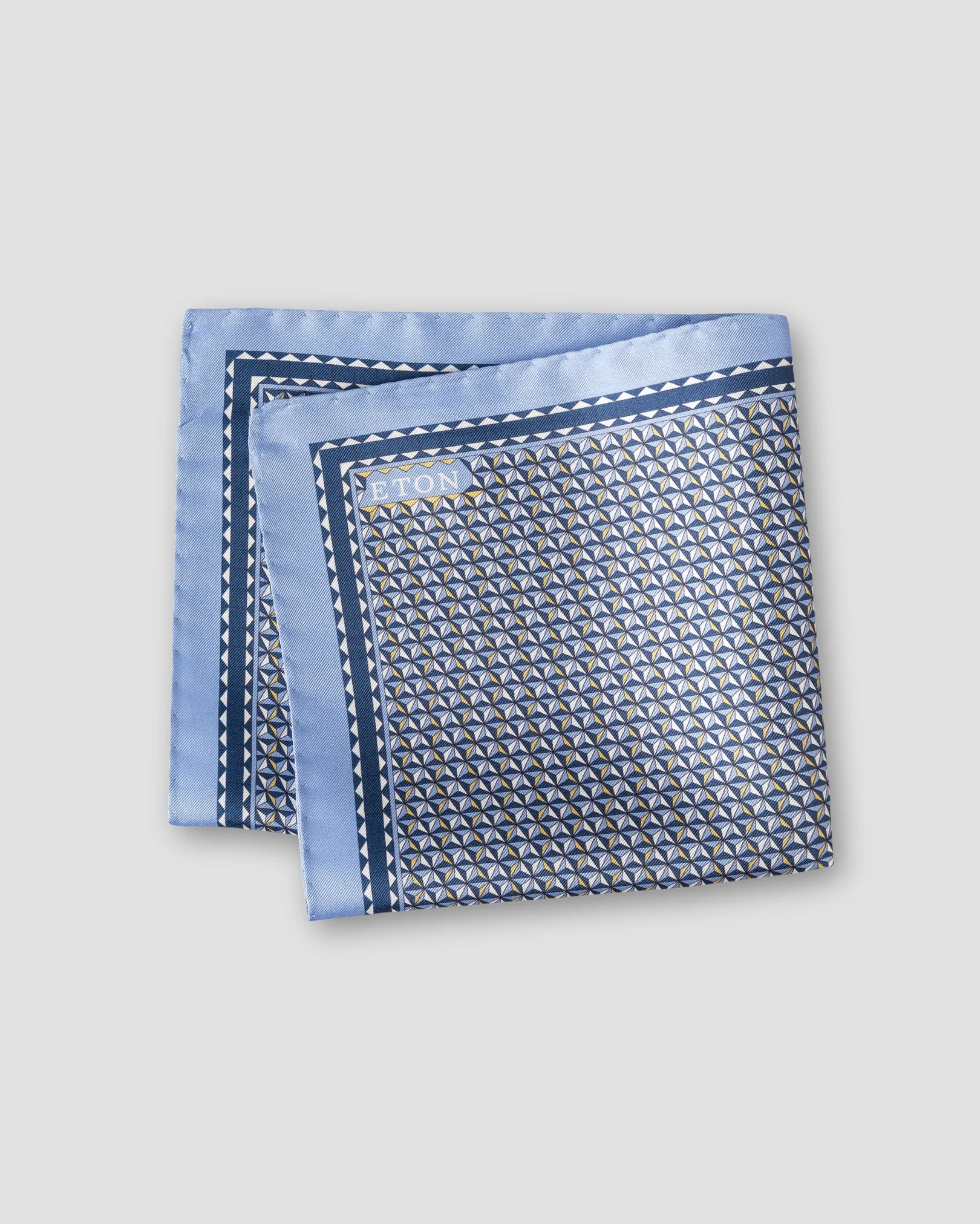 Eton - blue geometrical silk twill pocket square