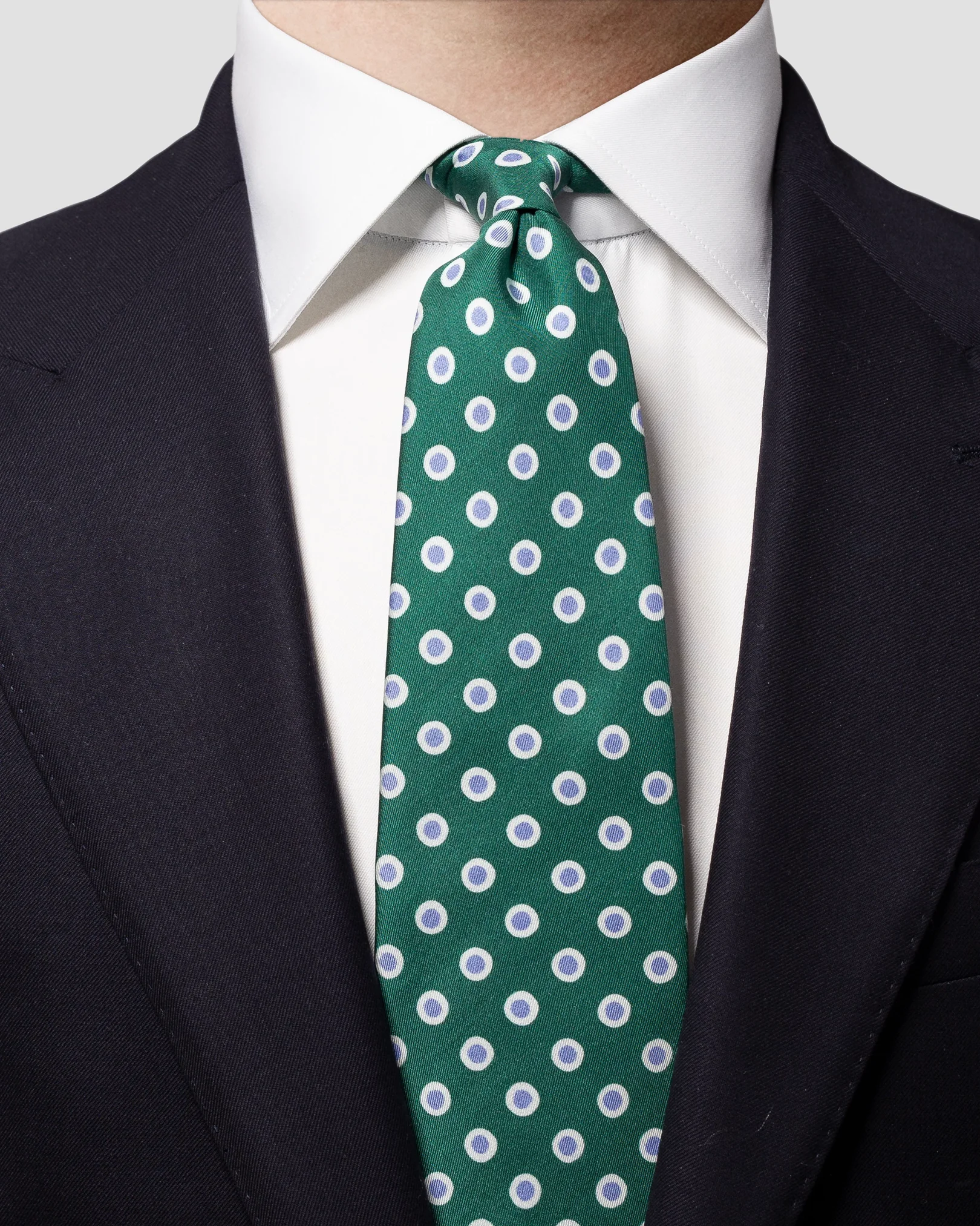 Eton - dark green patterned silk tie geomatric