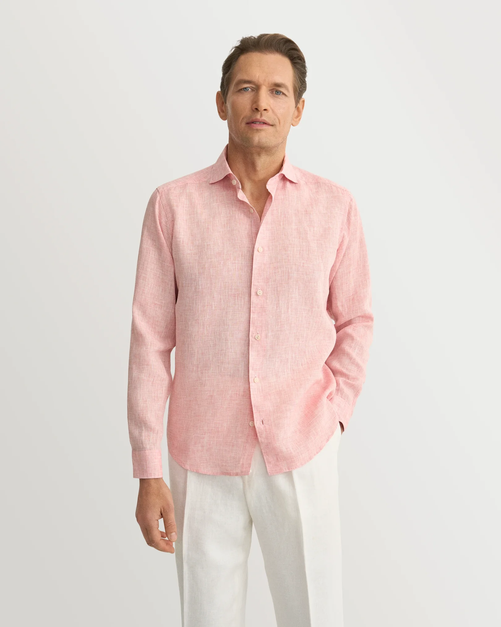 Eton - red solid linen shirt 261